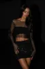 Hilton Diamante Mesh Mini Skirt - Black sold by Meshki