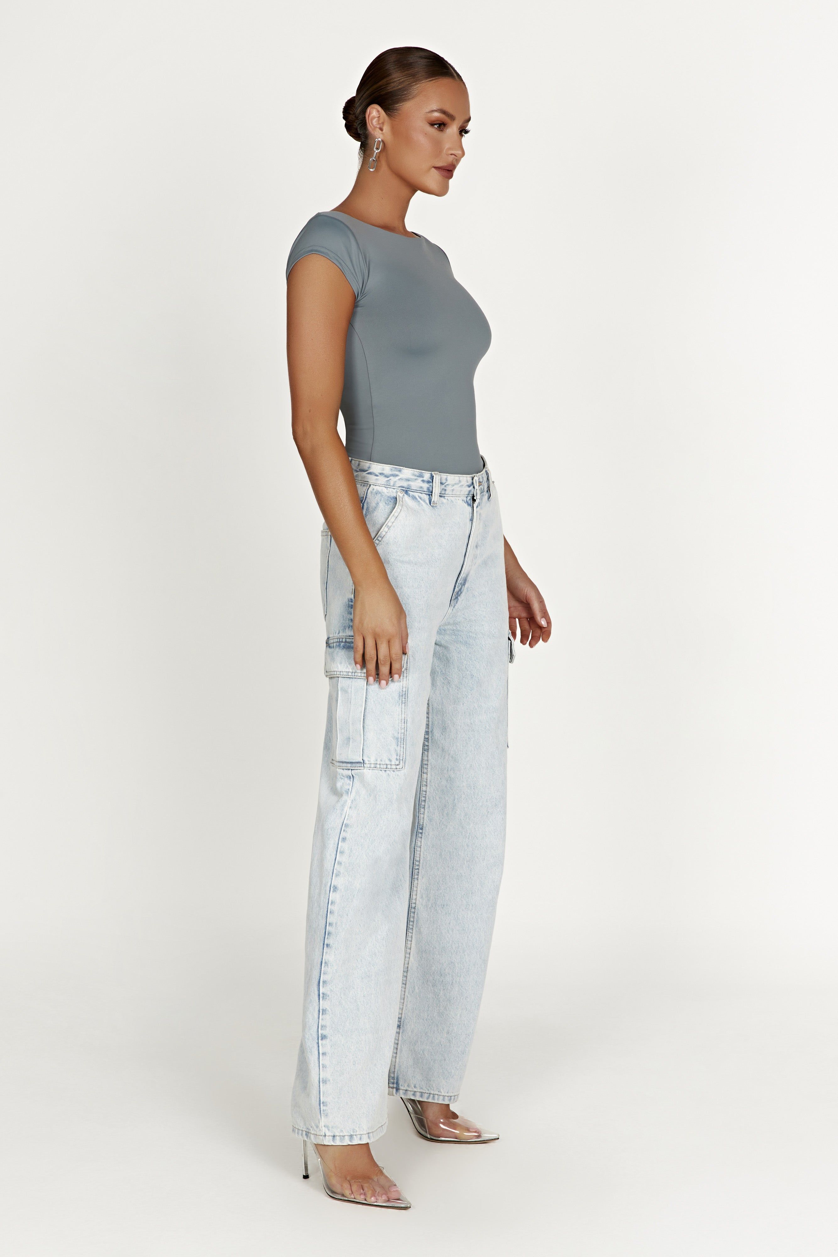 Reyna Recycled Nylon Longline Top - Light Charcoal sold by Meshki product image thumbnail 5