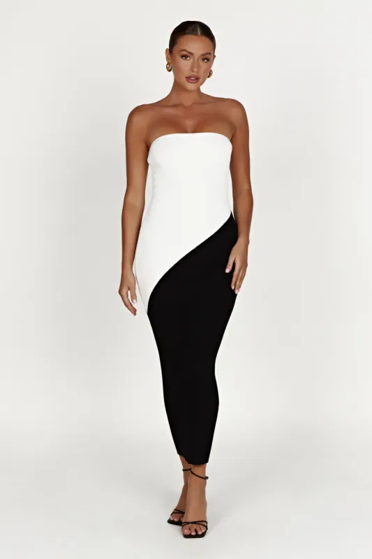 Bristol Two Tone Knit Maxi Dress - Black sold by Meshki