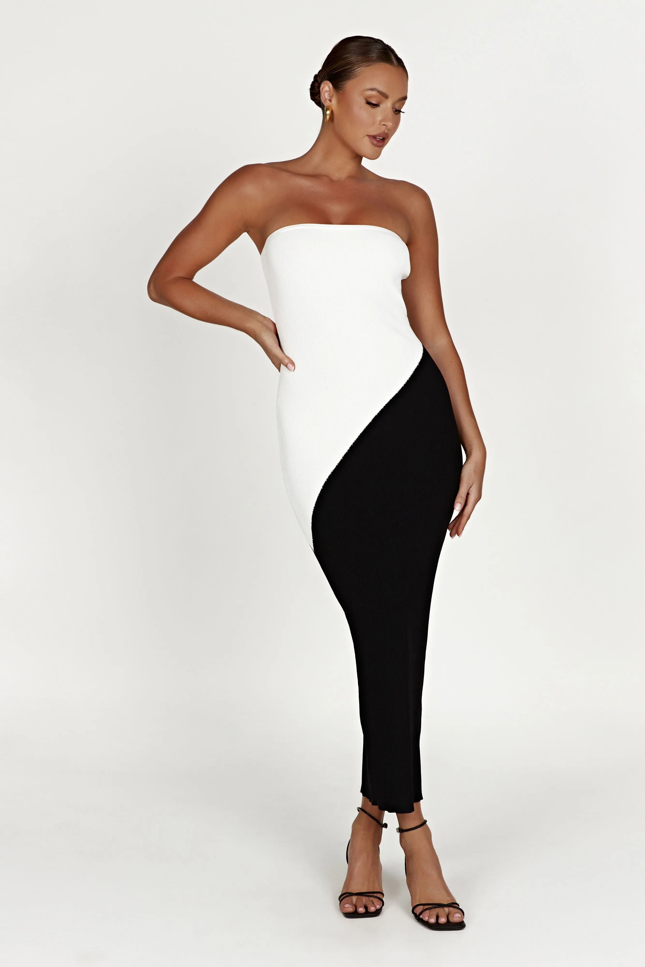 Bristol Two Tone Knit Maxi Dress - Black sold by Meshki product image thumbnail 3
