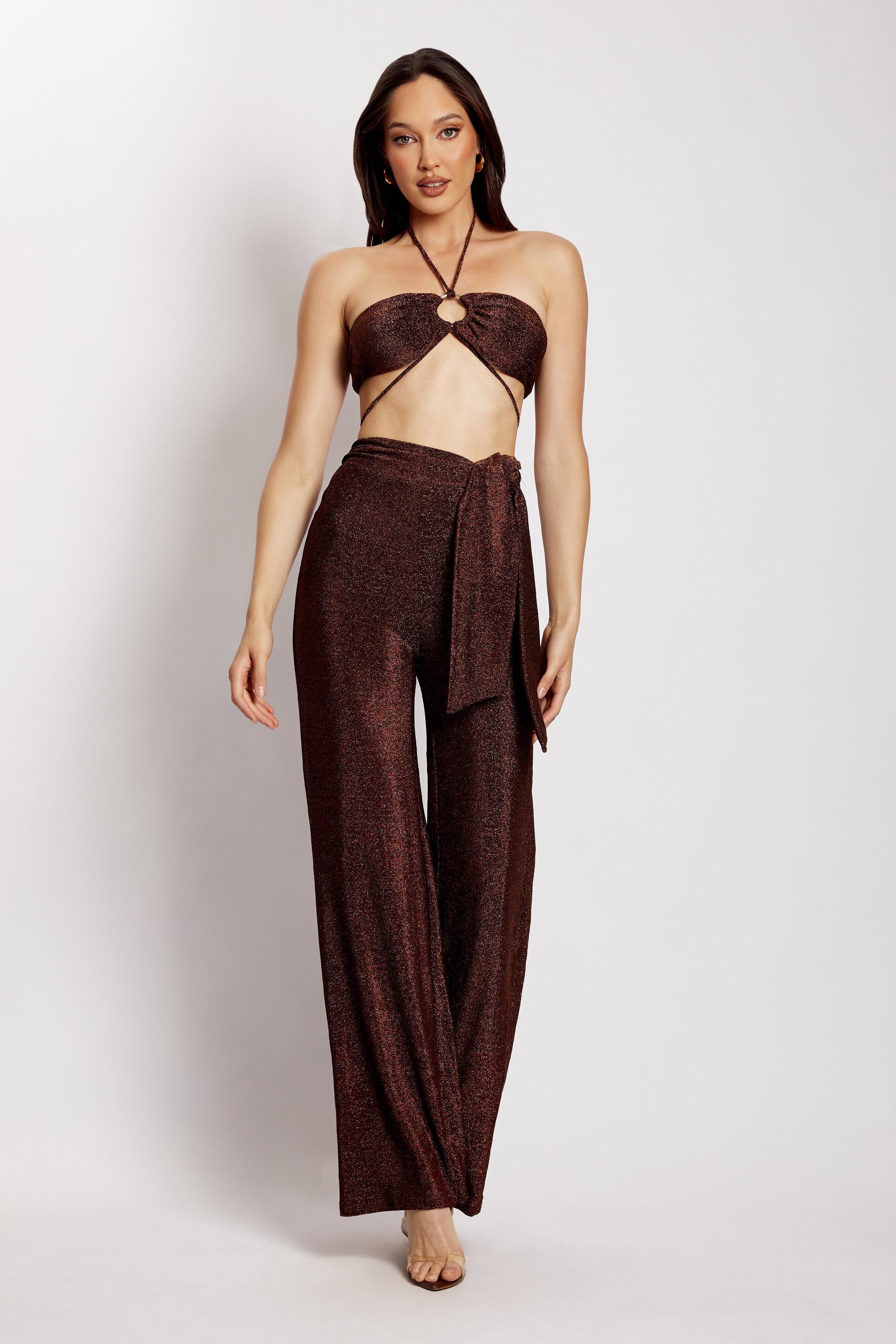 Hope Ring Crop Top - Chocolate Shimmer sold by Meshki product image thumbnail 8
