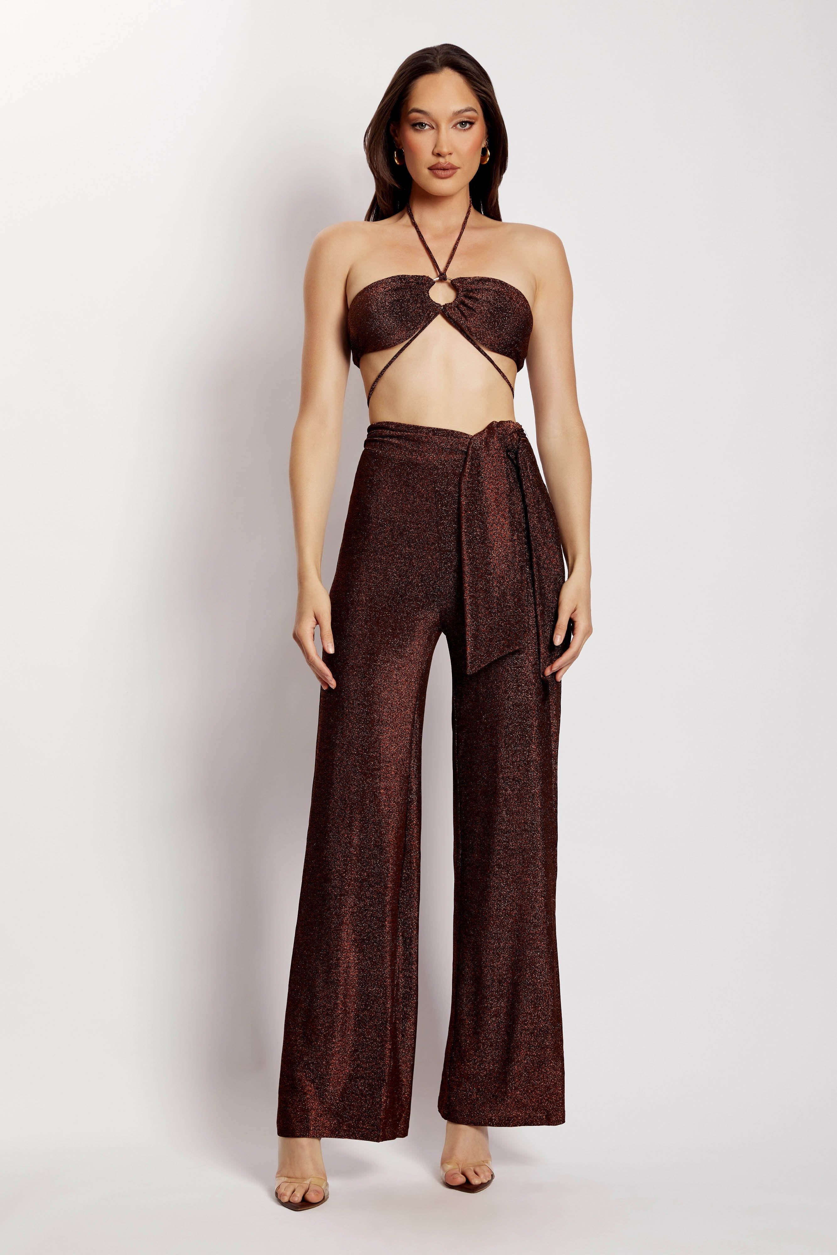 Hope Ring Crop Top - Chocolate Shimmer sold by Meshki product image thumbnail 6