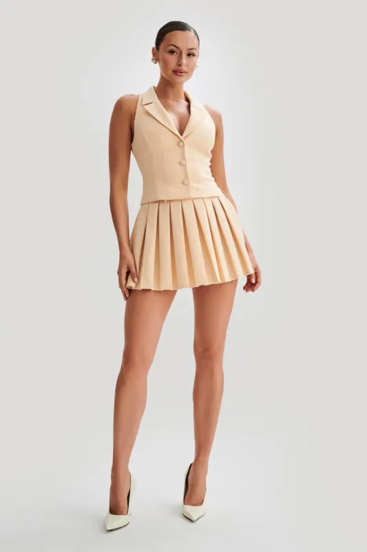 Mura Pleated Mini Skirt - Peach made by Meshki