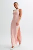 Louise Slinky Backless Maxi Dress - Pale Pink sold by Meshki