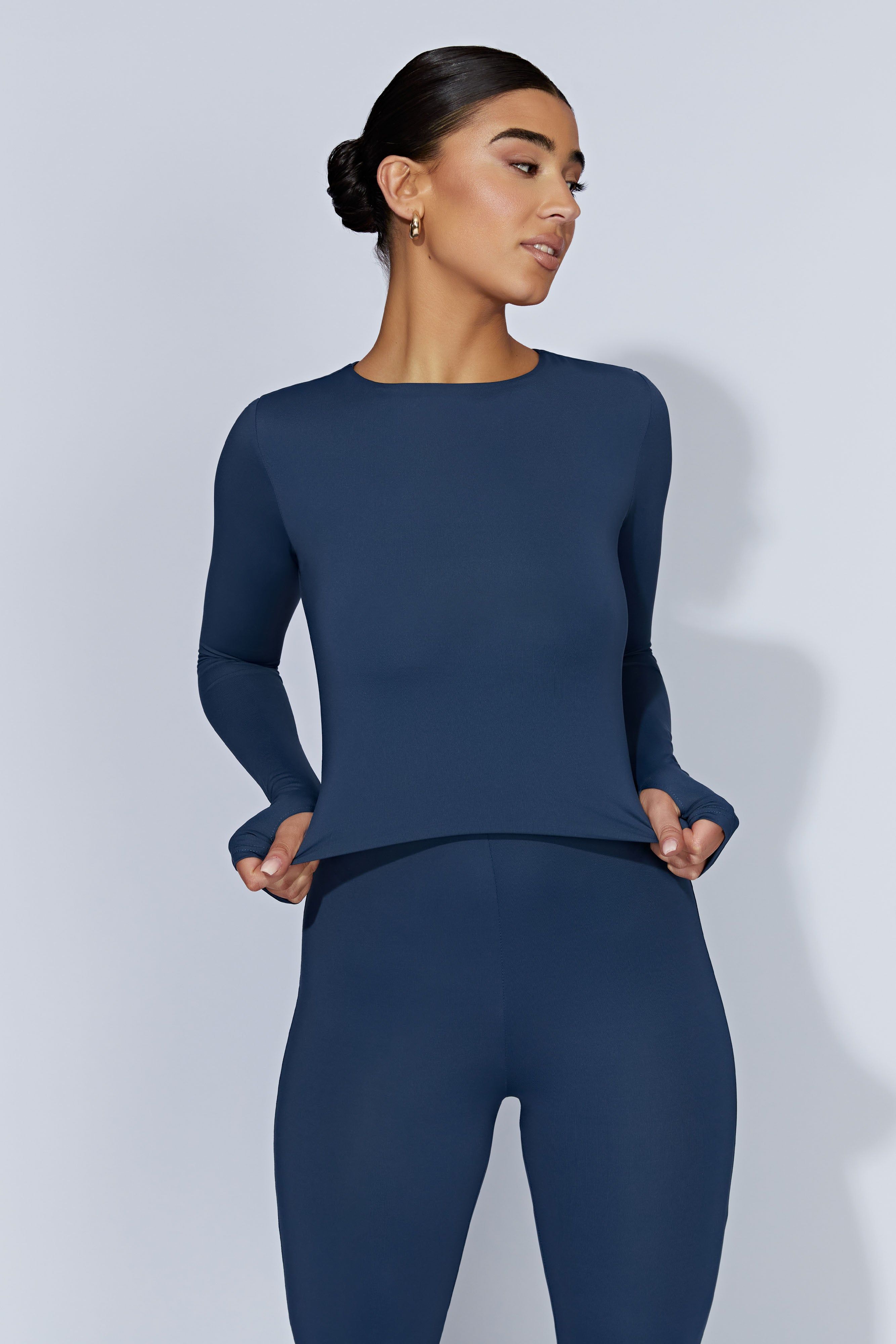 Estelle Long Sleeve Crop Top - Midnight Navy sold by Meshki product image thumbnail 7