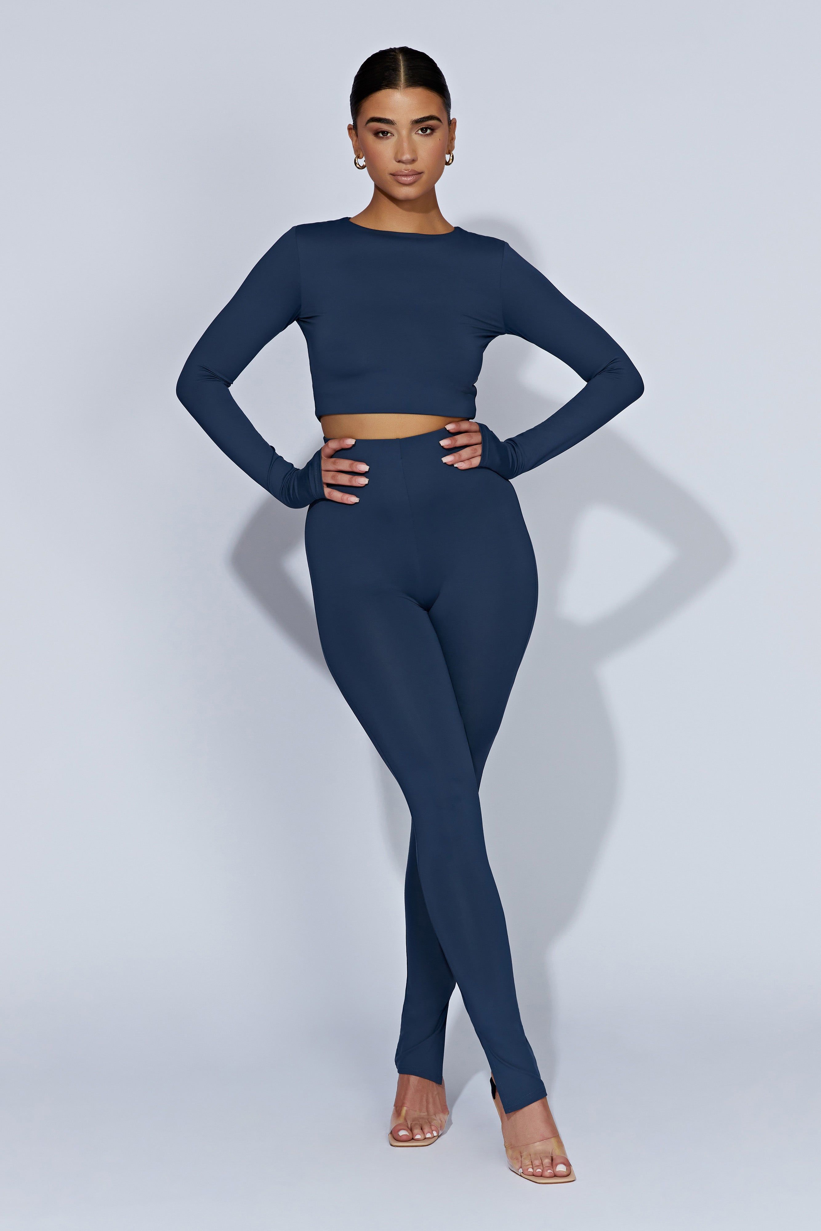 Estelle Long Sleeve Crop Top - Midnight Navy sold by Meshki product image thumbnail 4