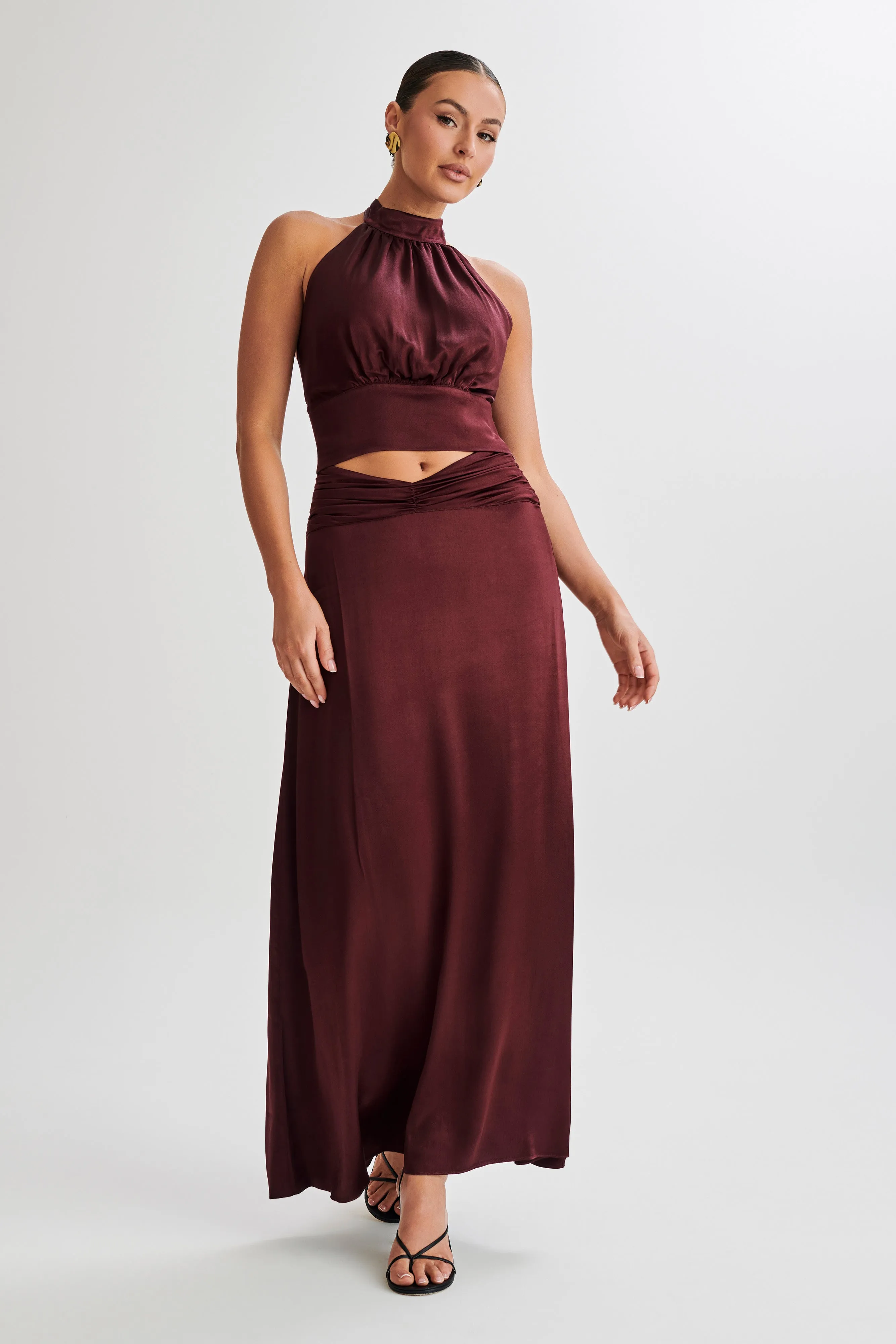 Clara Satin Halter Top - Plum sold by Meshki product image thumbnail 3