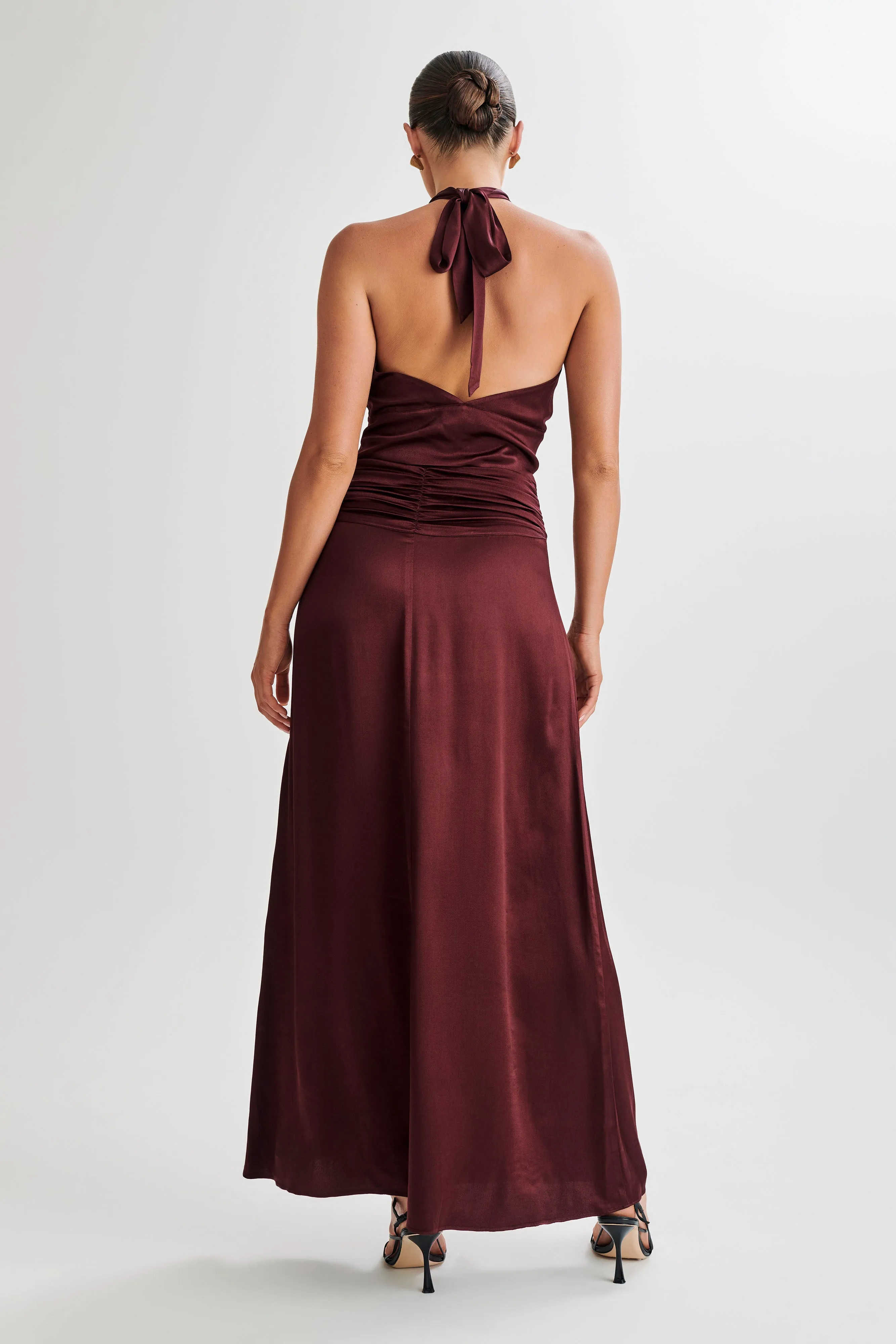 Clara Satin Halter Top - Plum sold by Meshki product image thumbnail 4
