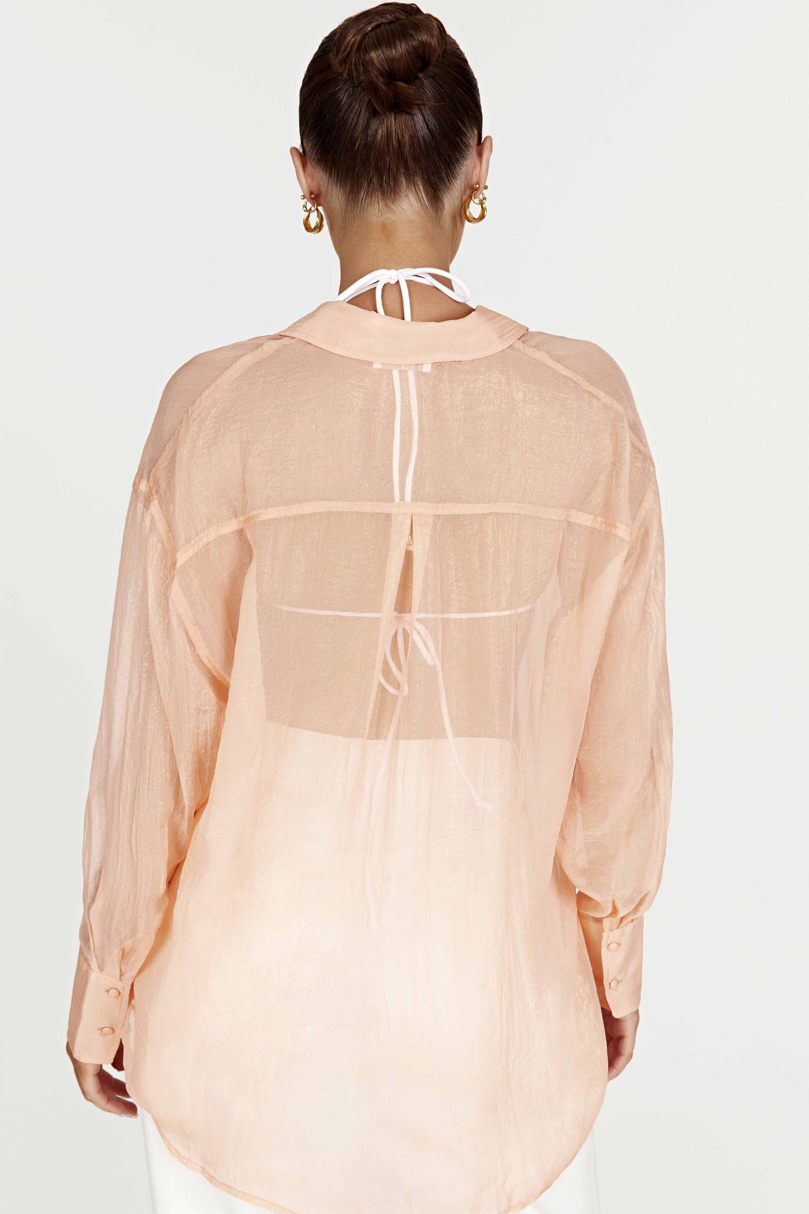 Molly Oversized Sheer Iridescent Shirt - Peach sold by Meshki product image thumbnail 2