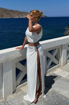 Suri Slinky Maxi Skirt With Hardware - White sold by Meshki