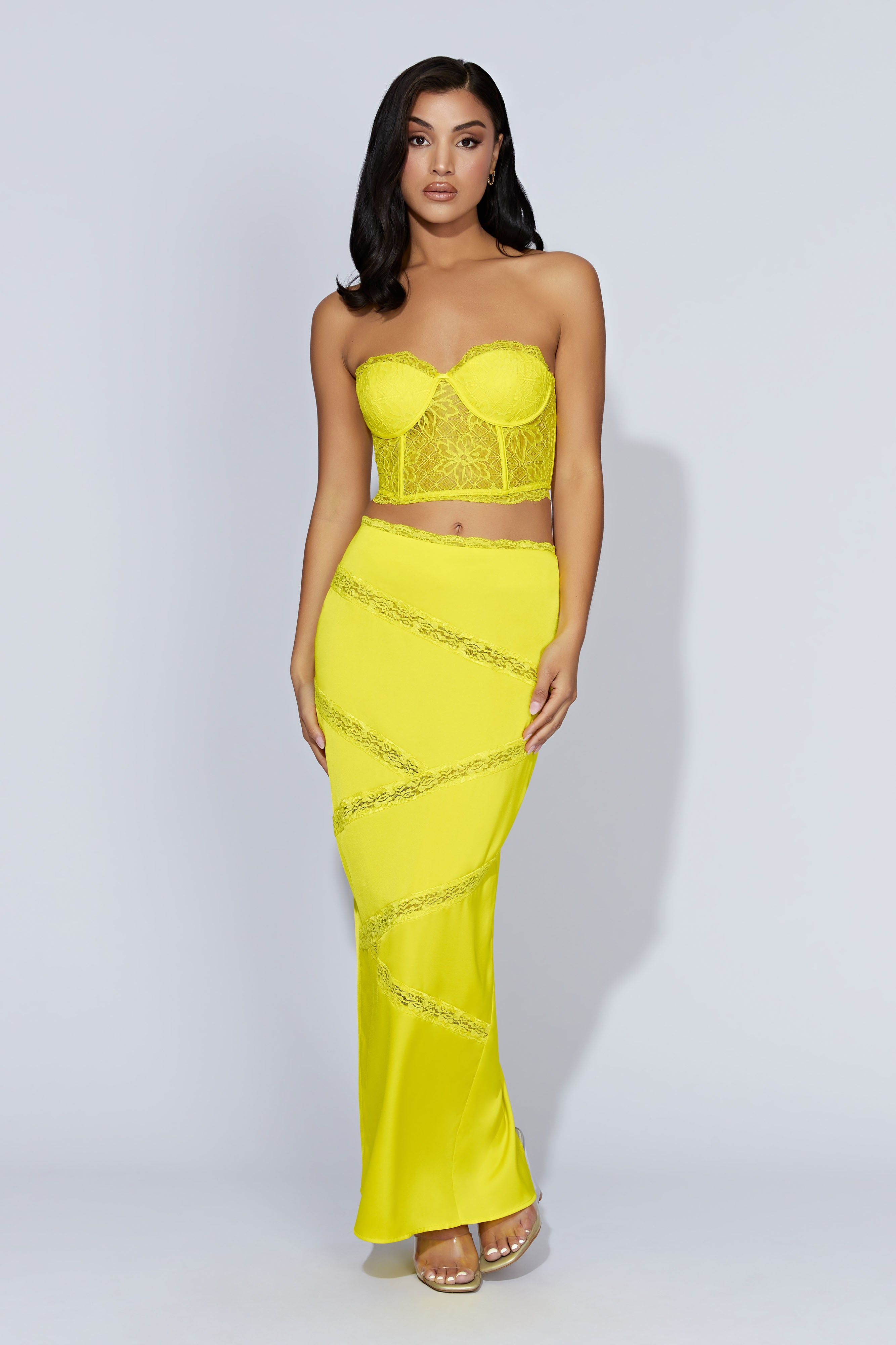 Monet Spliced Lace Midi Skirt - Fresh Green sold by Meshki product image thumbnail 8