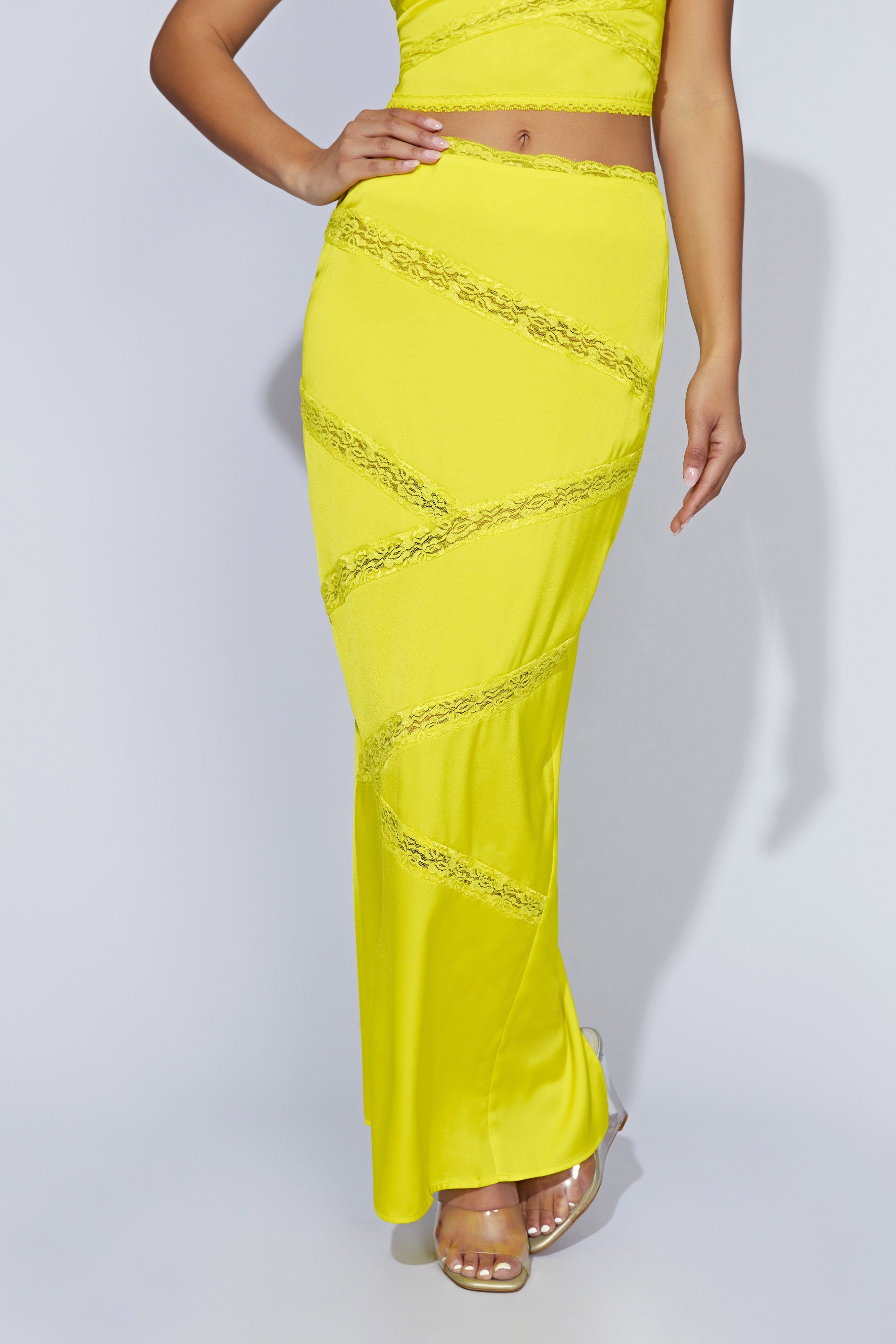 Monet Spliced Lace Midi Skirt - Fresh Green sold by Meshki product image thumbnail 3