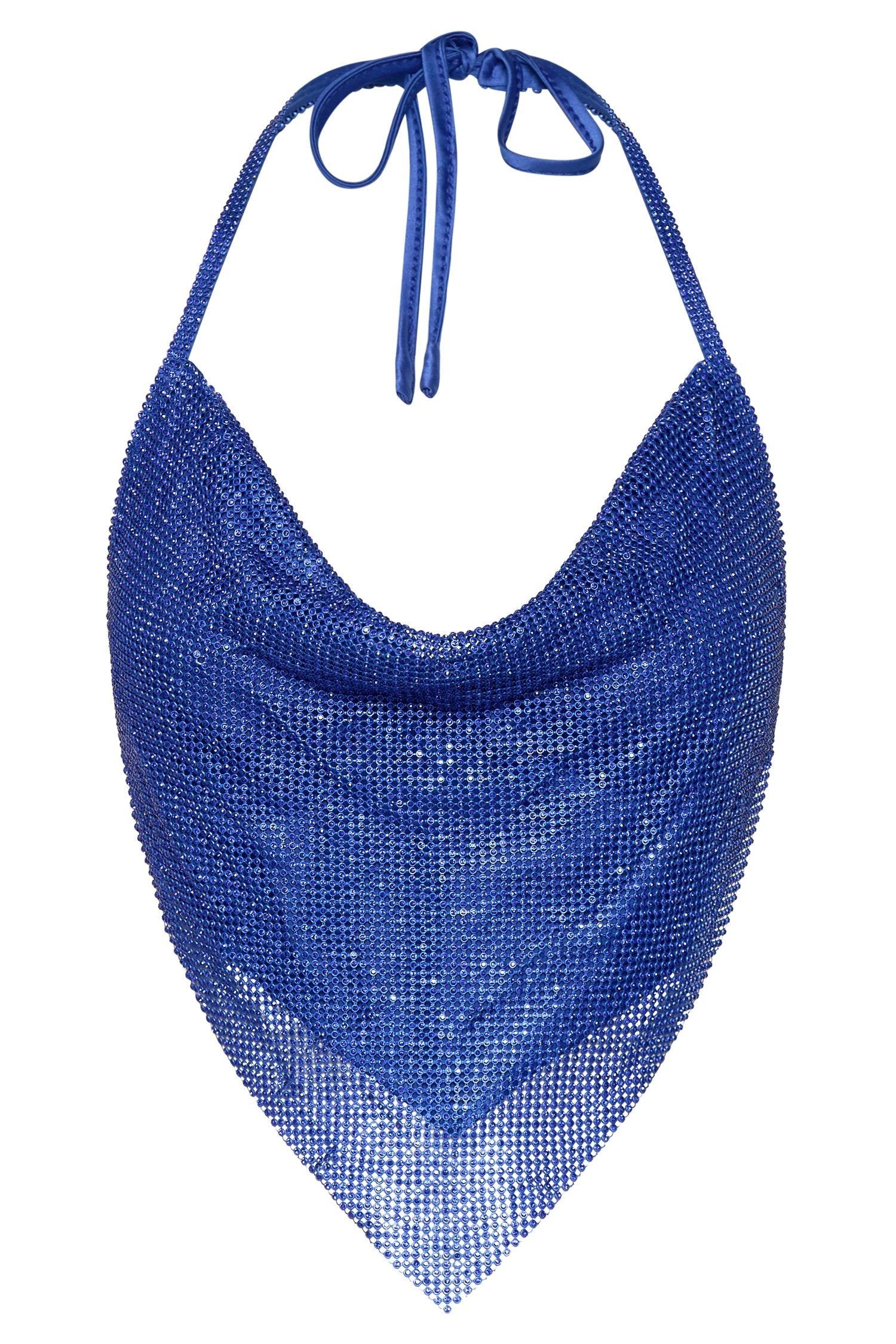 Daphne Diamante Cowl Neck Halter Top - Cobalt Blue sold by Meshki product image thumbnail 8