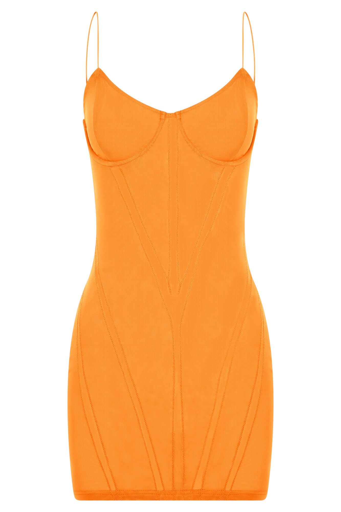 Mapel Panelled Mesh Mini Dress - Tangerine sold by Meshki product image thumbnail 11