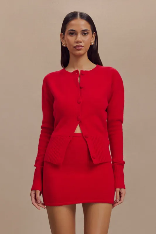 Genevieve Oversized Knit Cardigan - Ruby sold by Meshki