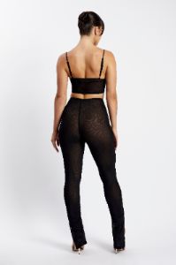 Gracie Mesh Split Leggings - Black sold by Meshki