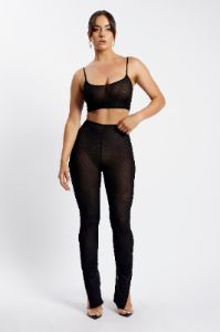 Gracie Mesh Split Leggings - Black sold by Meshki