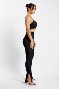 Gracie Mesh Split Leggings - Black sold by Meshki