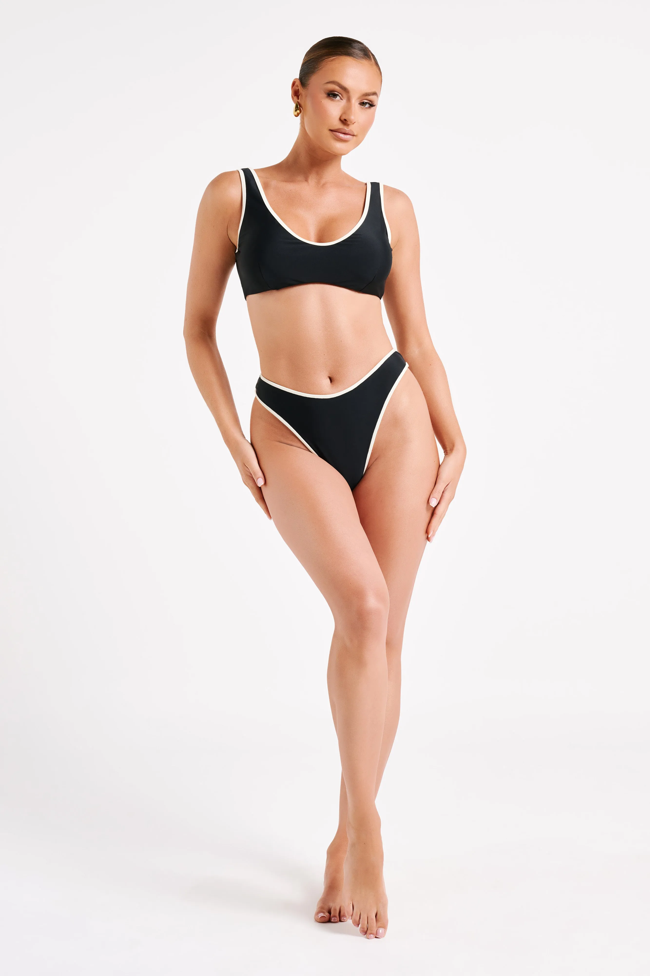 Leandra Recycled Contrast Bikini Bottom - Black sold by Meshki product image thumbnail 4