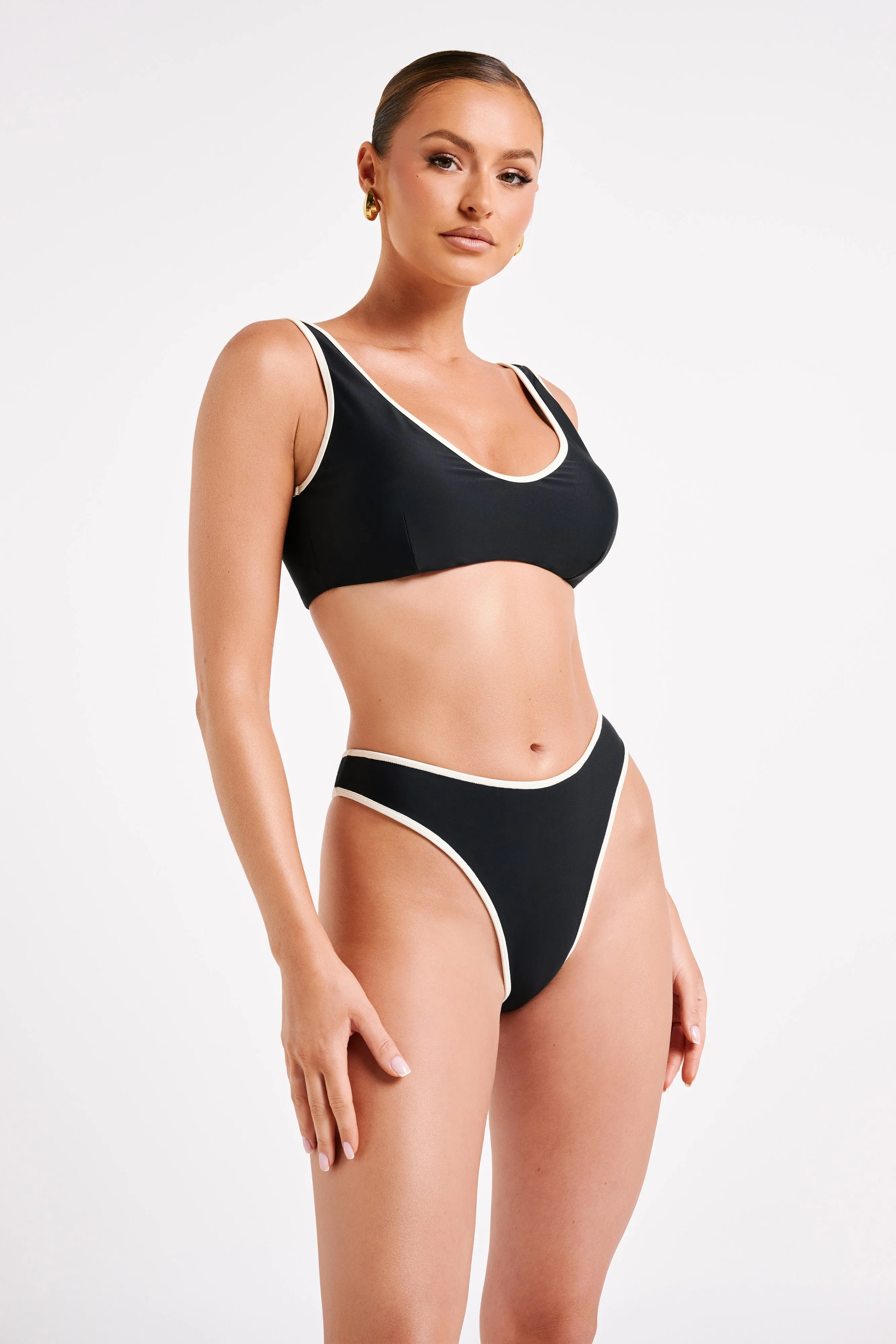 Leandra Recycled Contrast Bikini Bottom - Black sold by Meshki product image thumbnail 5
