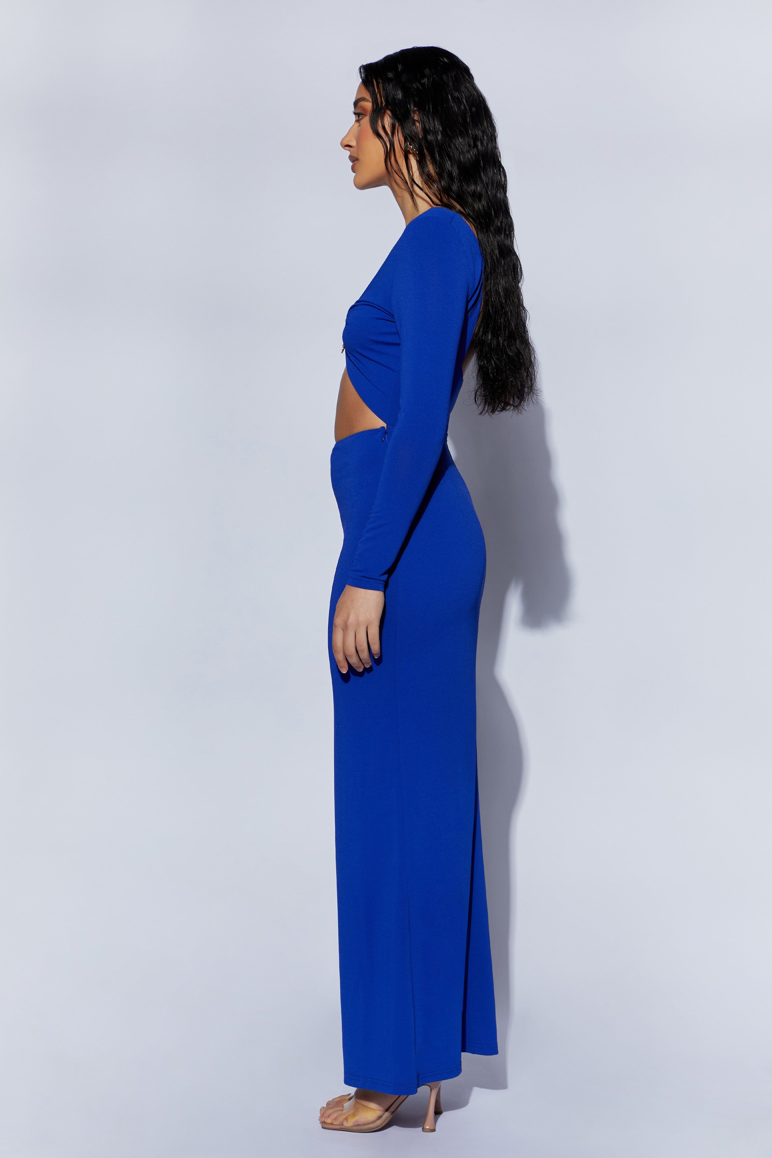 Mehlika Cut Out Maxi Dress With Hardware - Persian Blue sold by Meshki product image thumbnail 4