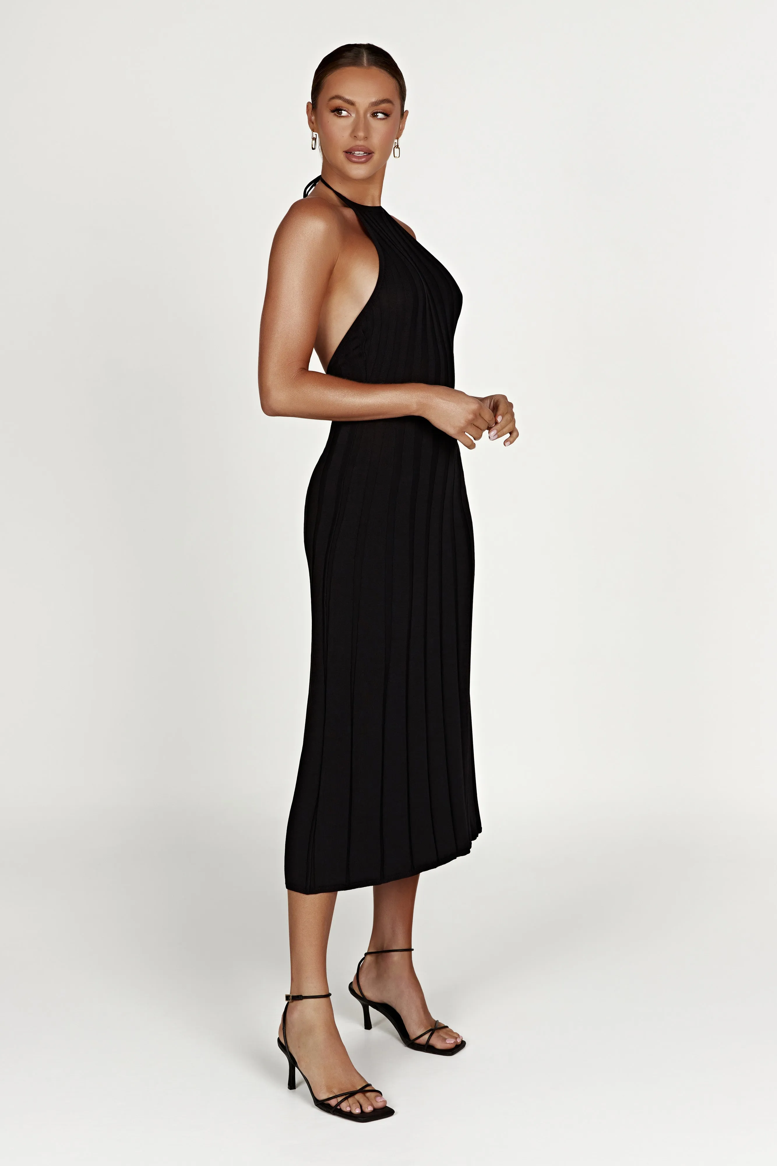 Adrienne Halter Neck Midi Dress - Black sold by Meshki product image thumbnail 4