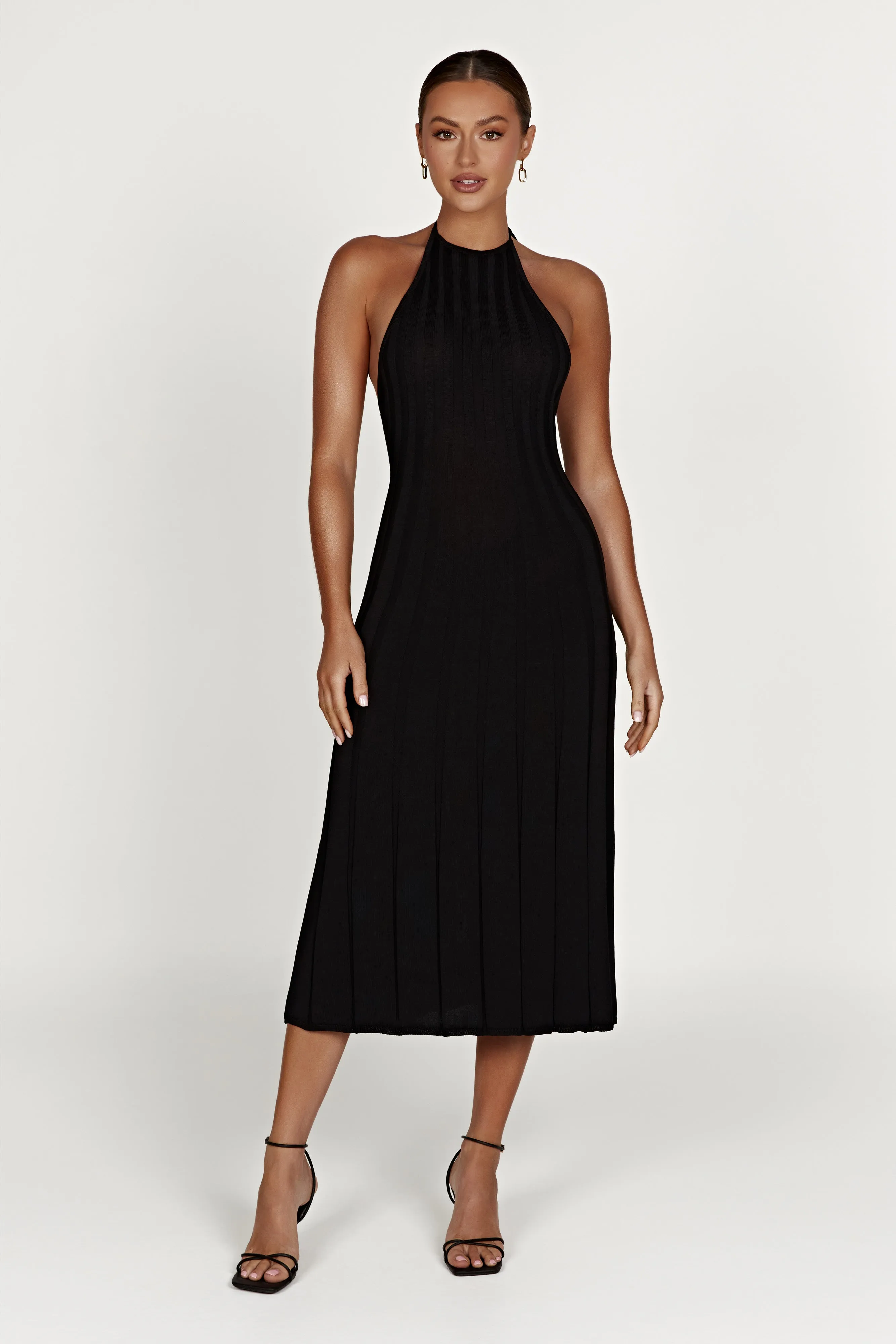 Adrienne Halter Neck Midi Dress - Black sold by Meshki