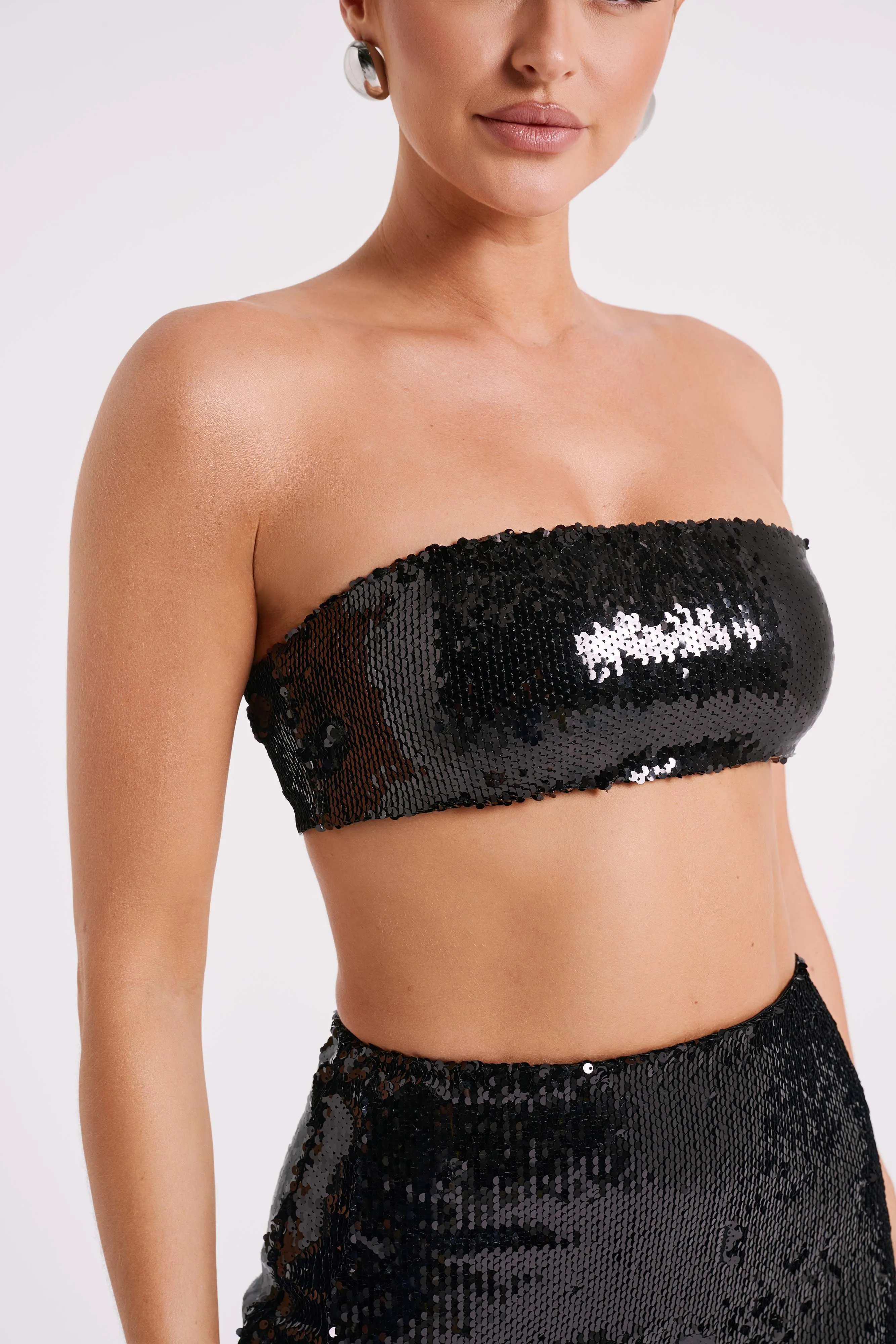 Emerie Strapless Sequin Bandeau - Black sold by Meshki product image thumbnail 3