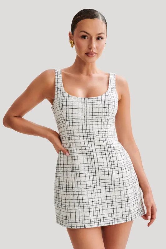 Beth Mini Dress - Tan Check | Parallel