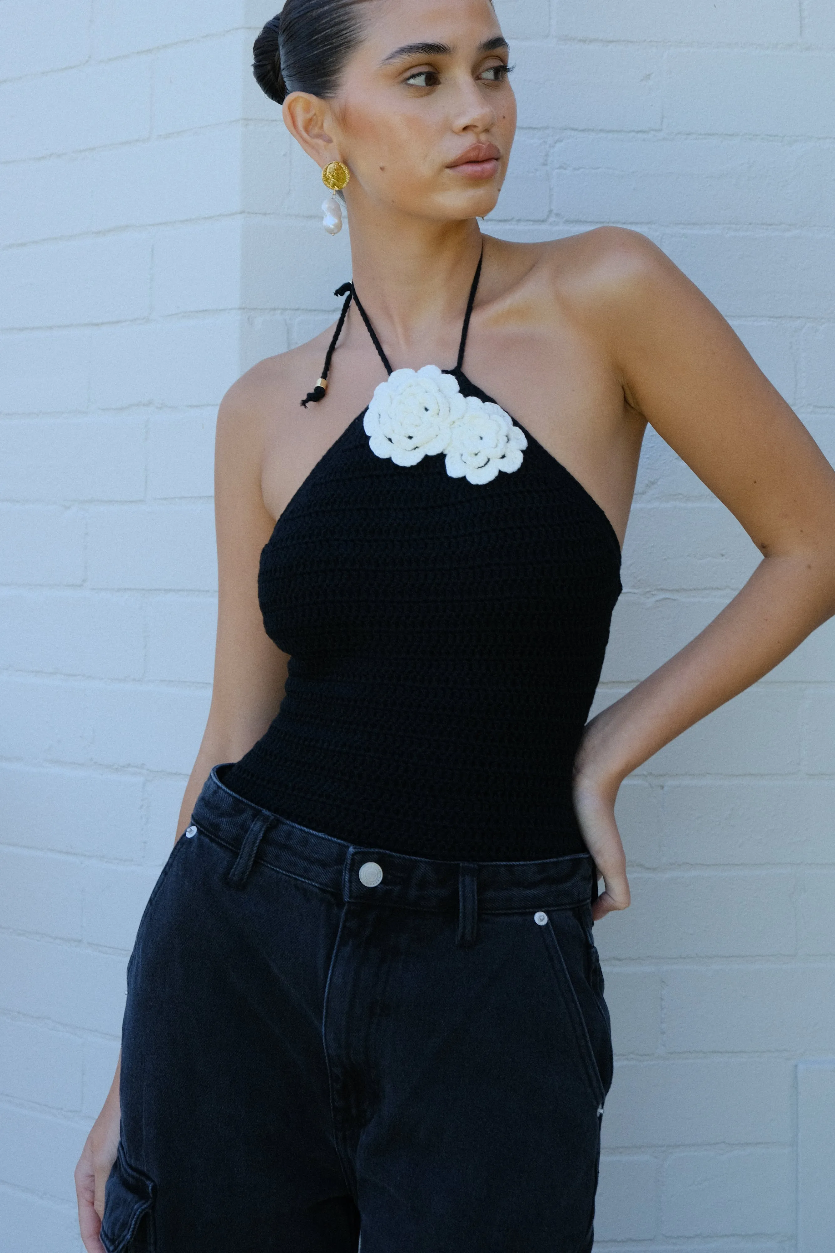 Marley Rose Crochet One Piece - Black/White sold by Meshki product image thumbnail 4