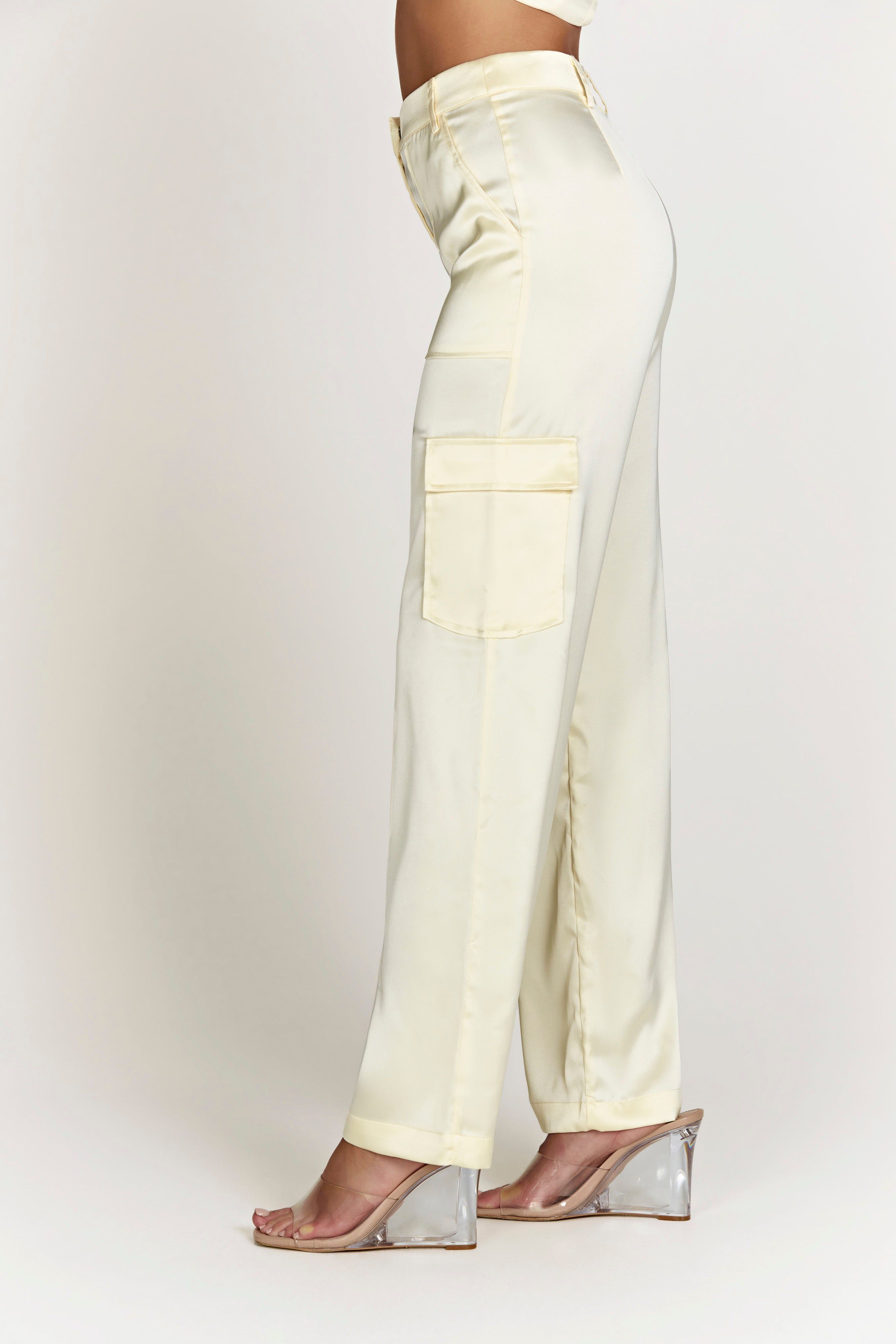 Amaya Satin Cargo Pant - Bone sold by Meshki product image thumbnail 4