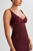 Alondra Satin Mini Dress With Lace - Plum sold by Meshki