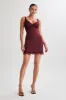 Alondra Satin Mini Dress With Lace - Plum sold by Meshki