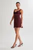 Alondra Satin Mini Dress With Lace - Plum sold by Meshki