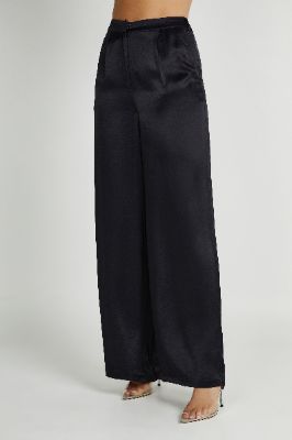 Nour Satin Wide Leg Pant - Black sold by Meshki