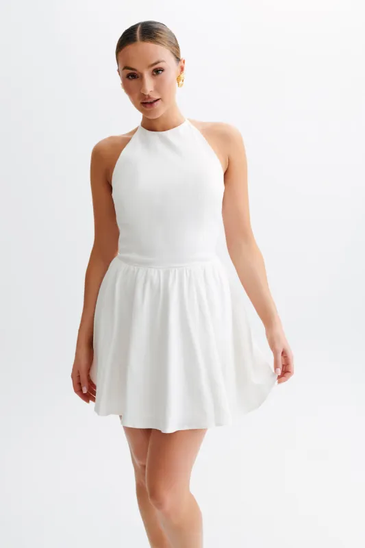 Carolina Cotton Halter Mini Dress - White sold by Meshki