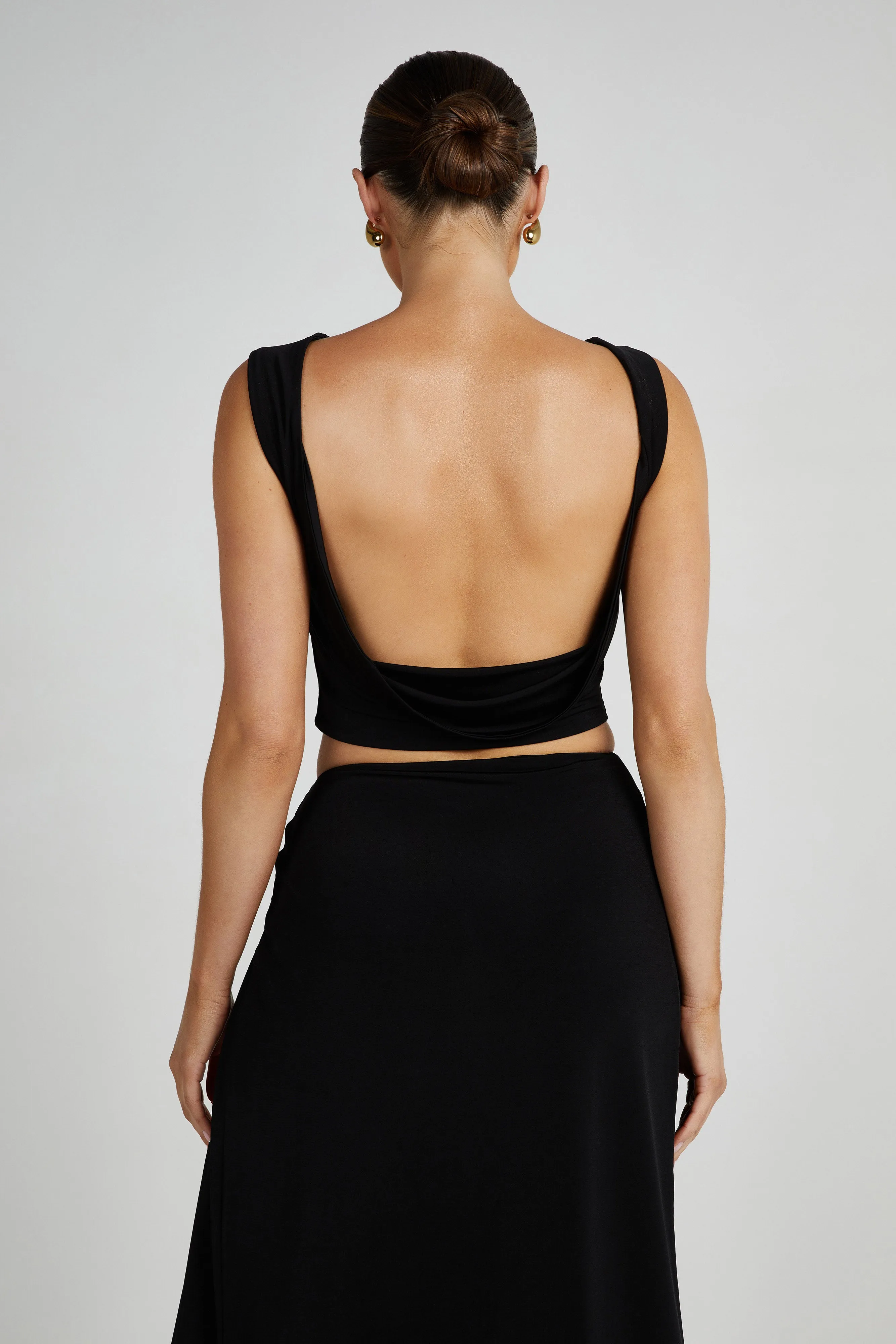 Suri Slinky Cowl Back Top - Black sold by Meshki product image thumbnail 2