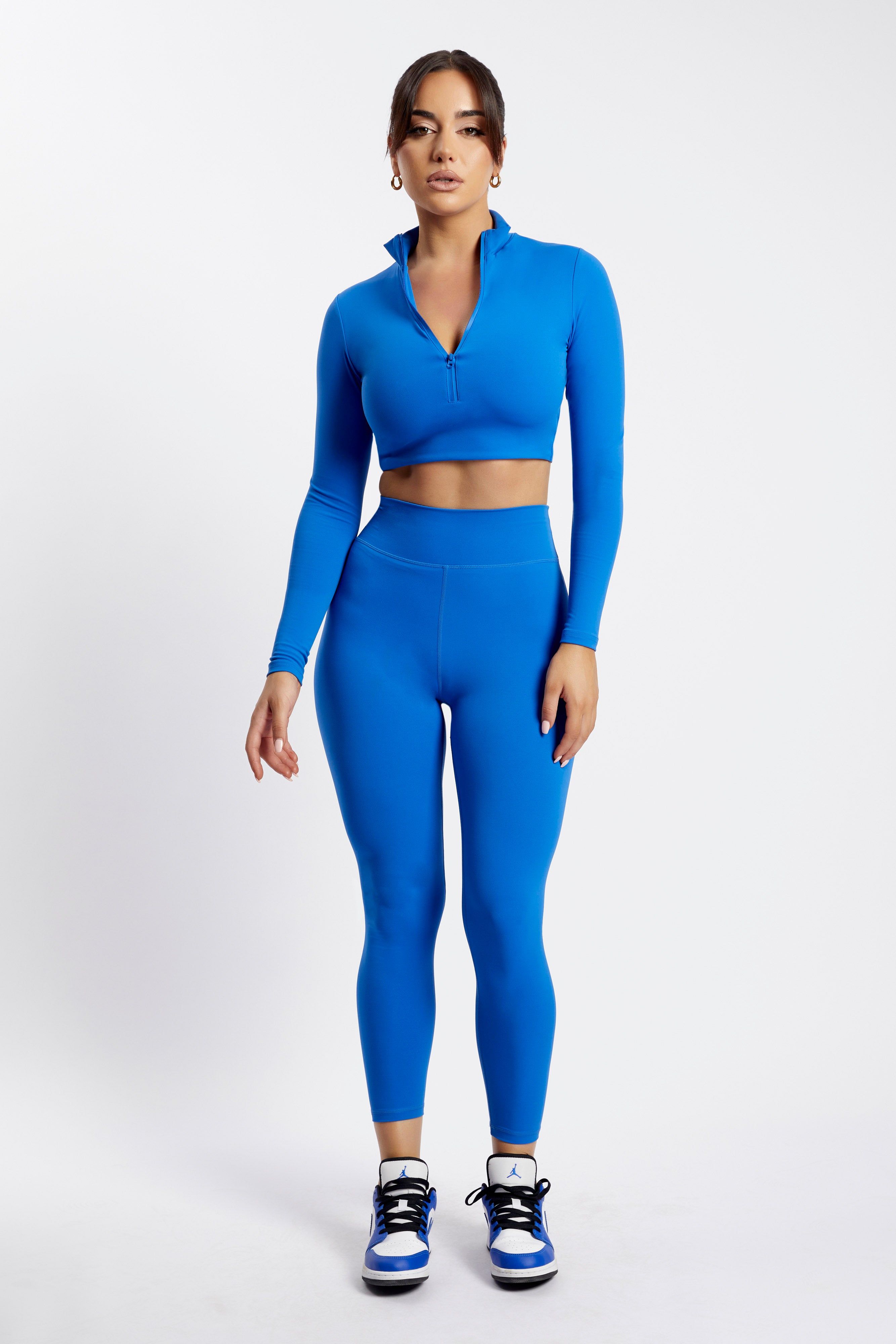 Greta Zip Up Long Sleeve Crop Top - Cobalt Blue sold by Meshki product image thumbnail 3