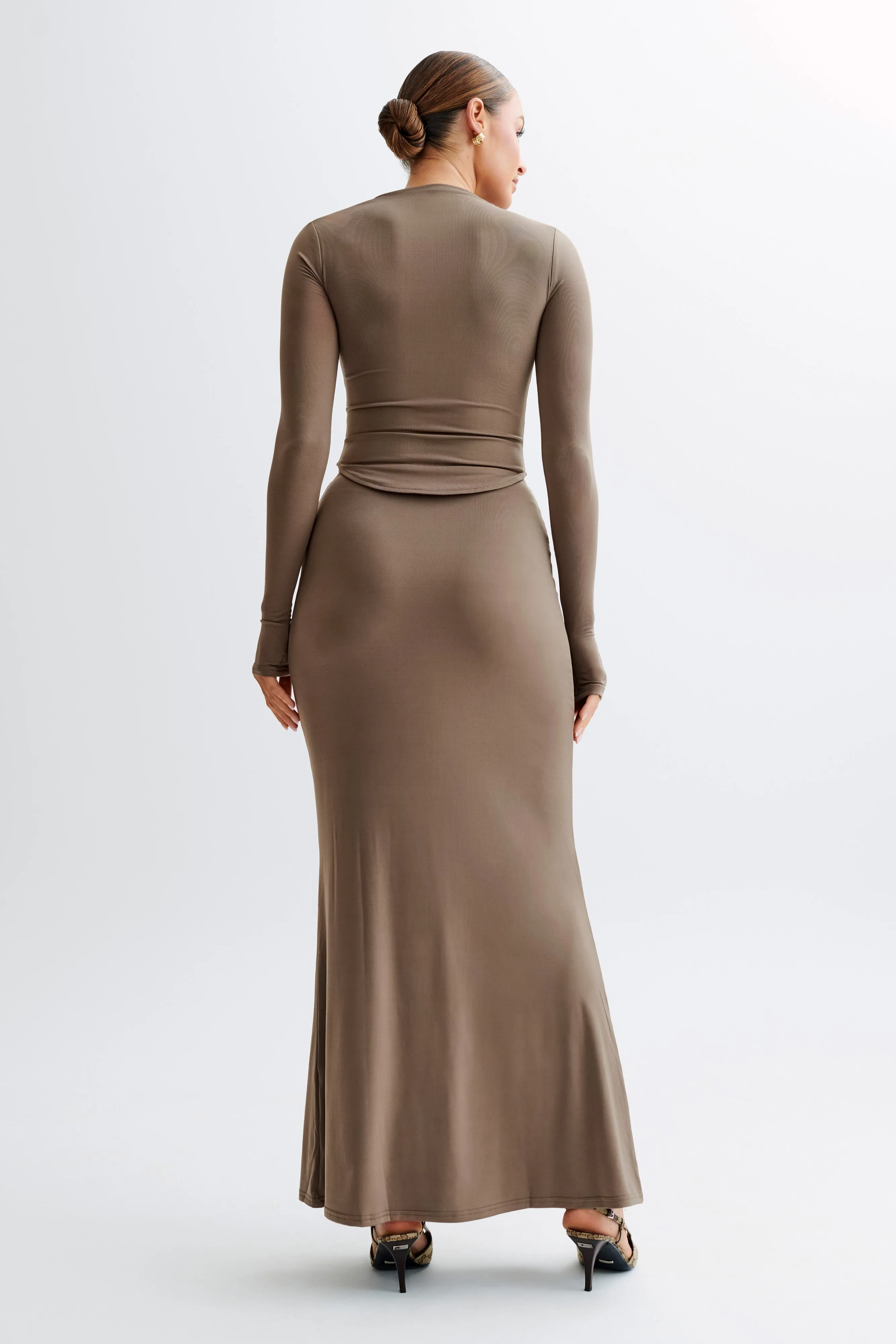 Bruna Slinky Fishtail Maxi Skirt - Coco sold by Meshki product image thumbnail 5