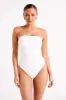Romina Recycled Nylon Ruched Bodysuit - White sold by Meshki