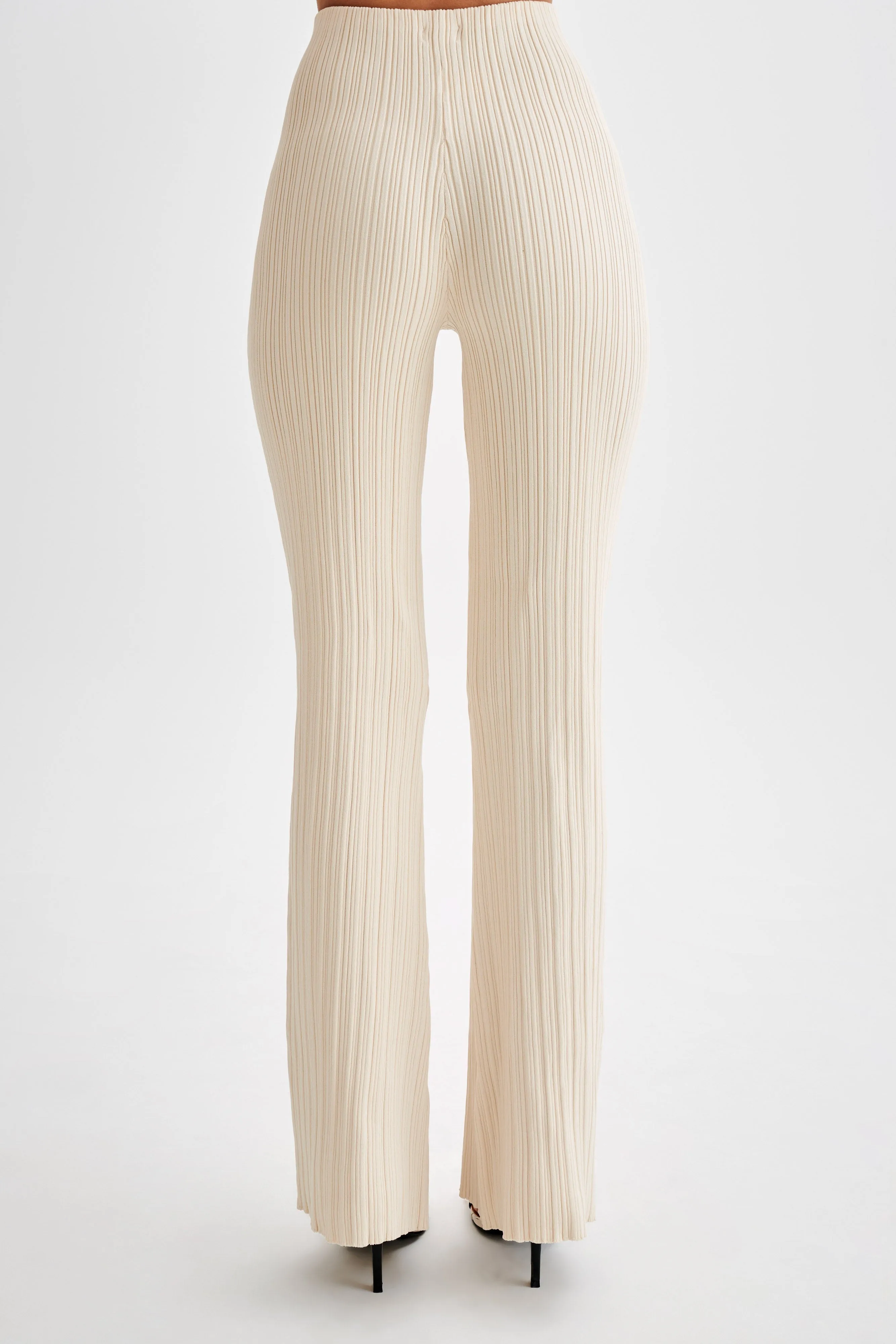 Chiara Straight Leg Rib Knit Pant - Cream sold by Meshki product image thumbnail 4