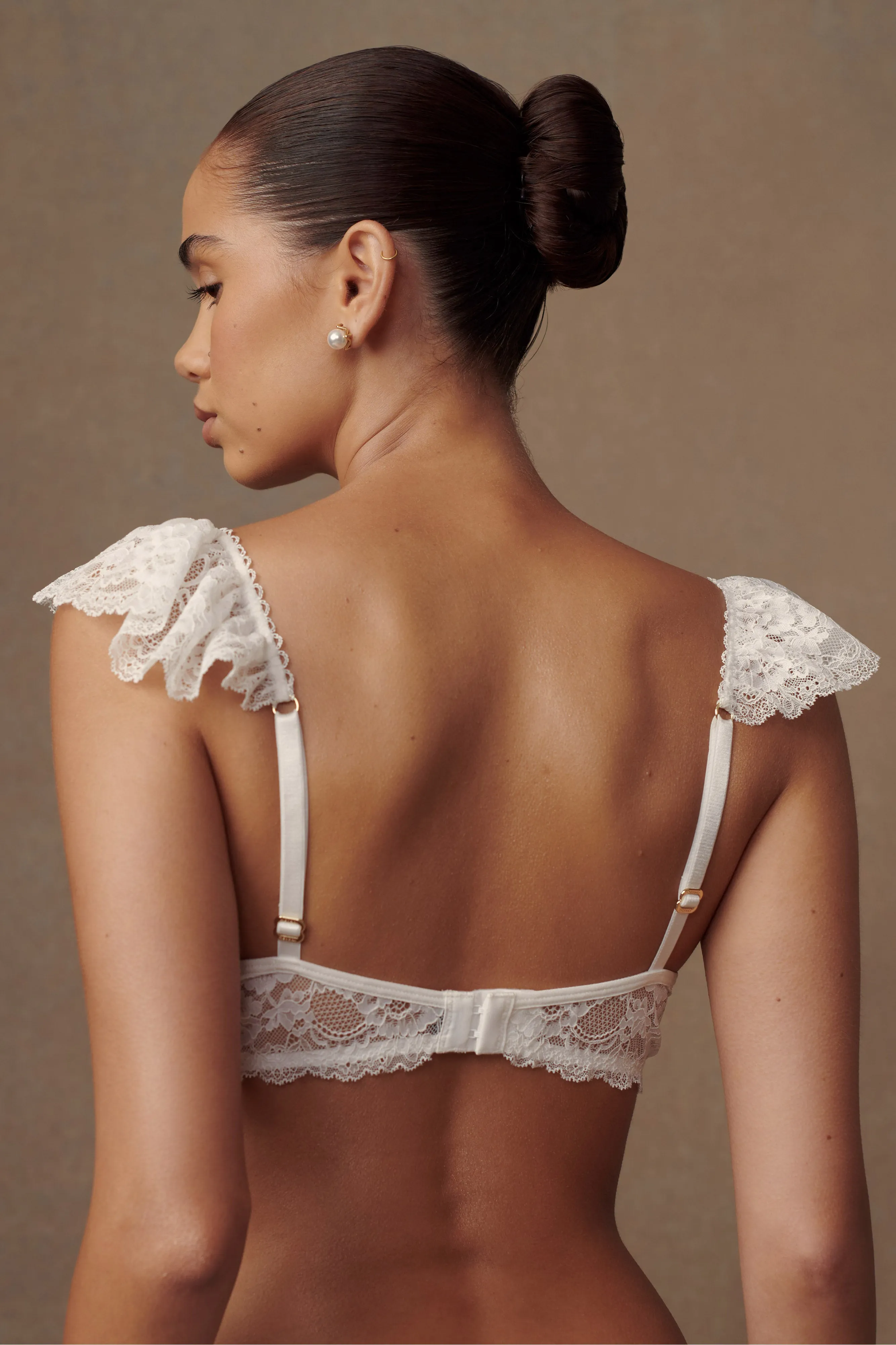 Blaise Lace Frill Underwire Bra - White sold by Meshki product image thumbnail 3