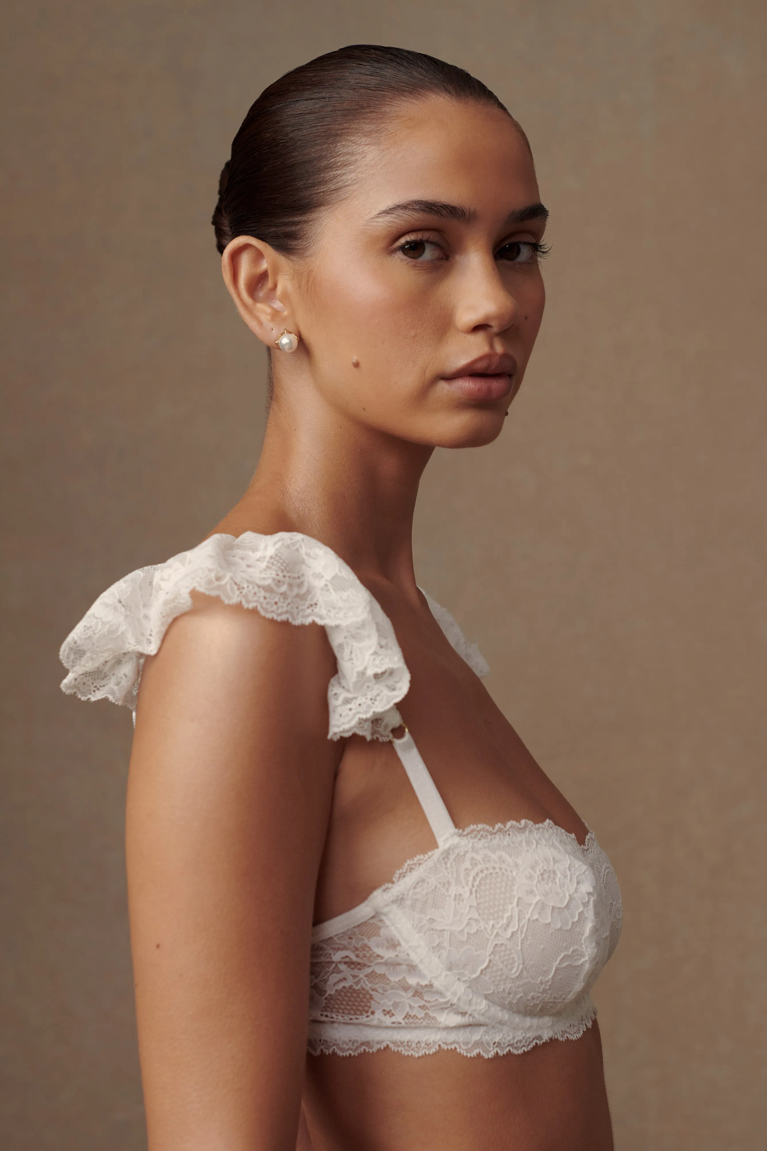 Blaise Lace Frill Underwire Bra - White sold by Meshki product image thumbnail 5