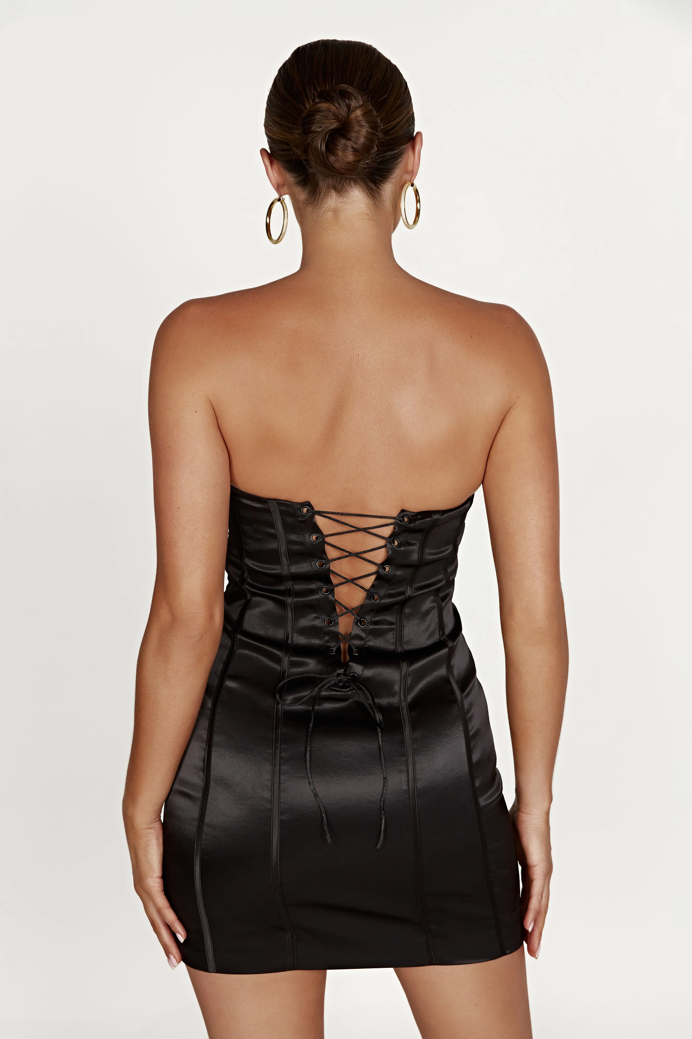 Amaya Lace Up Corset Mini Dress - Black sold by Meshki product image thumbnail 2