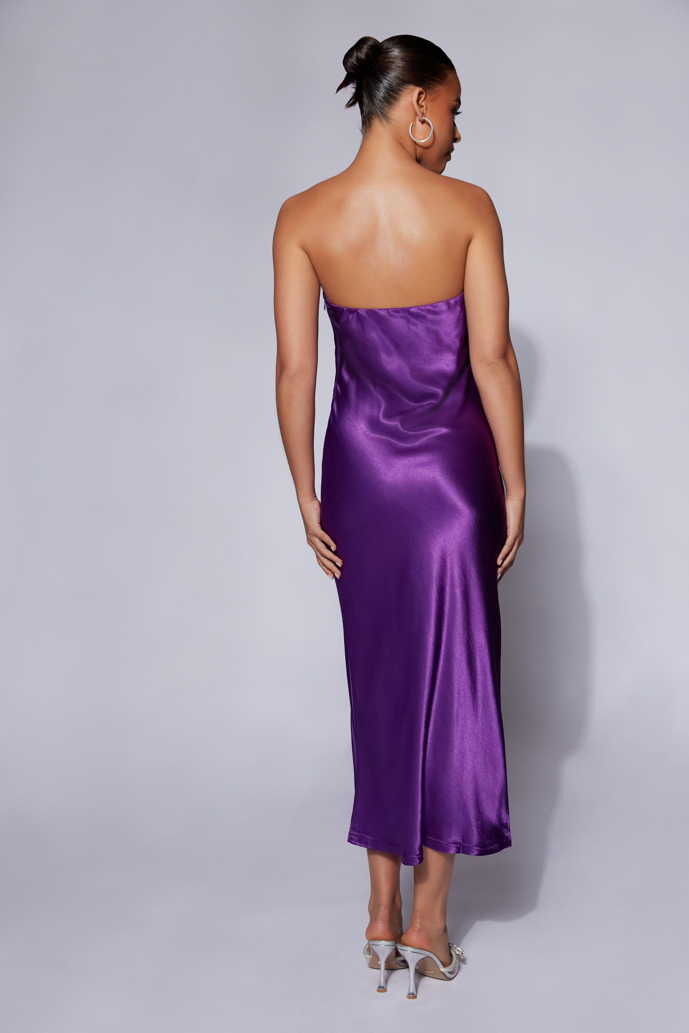 Tyler Strapless Satin Midi Dress - Grape sold by Meshki product image thumbnail 2