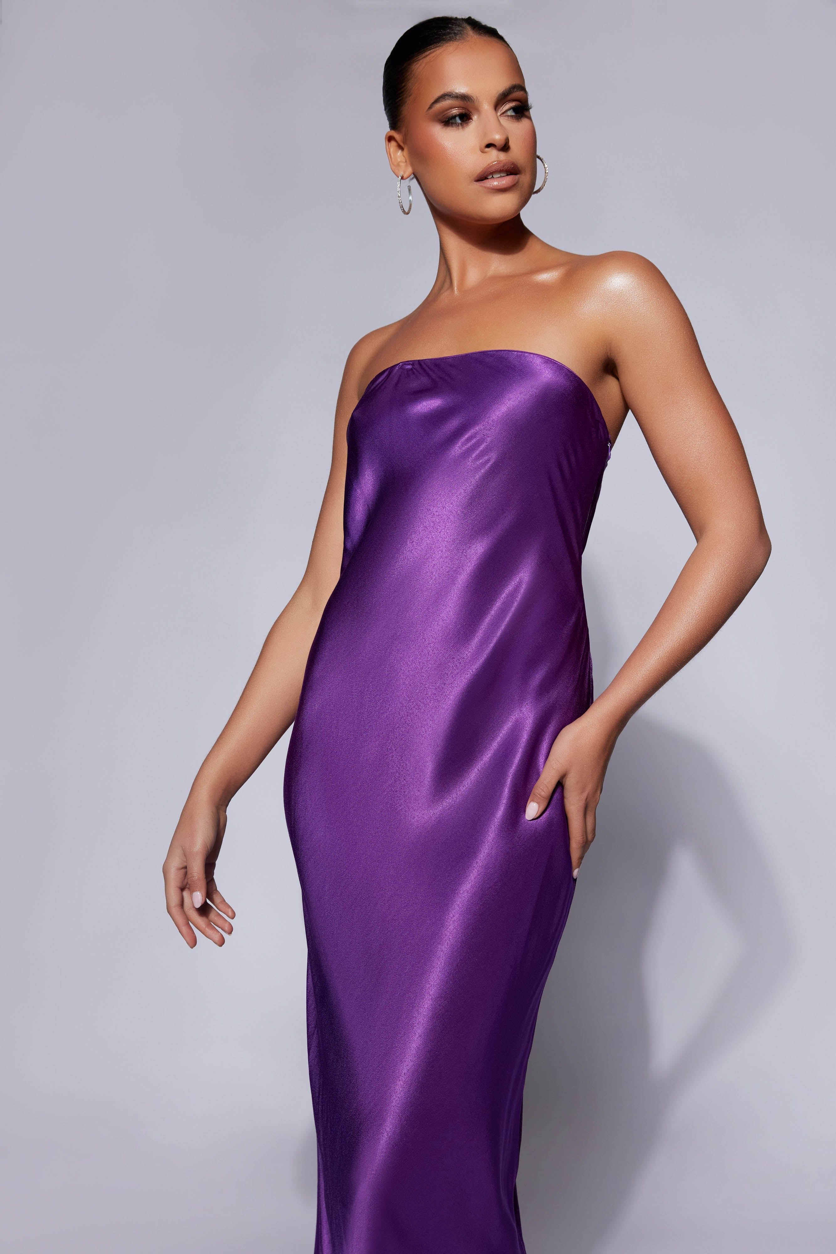 Tyler Strapless Satin Midi Dress - Grape sold by Meshki product image thumbnail 7
