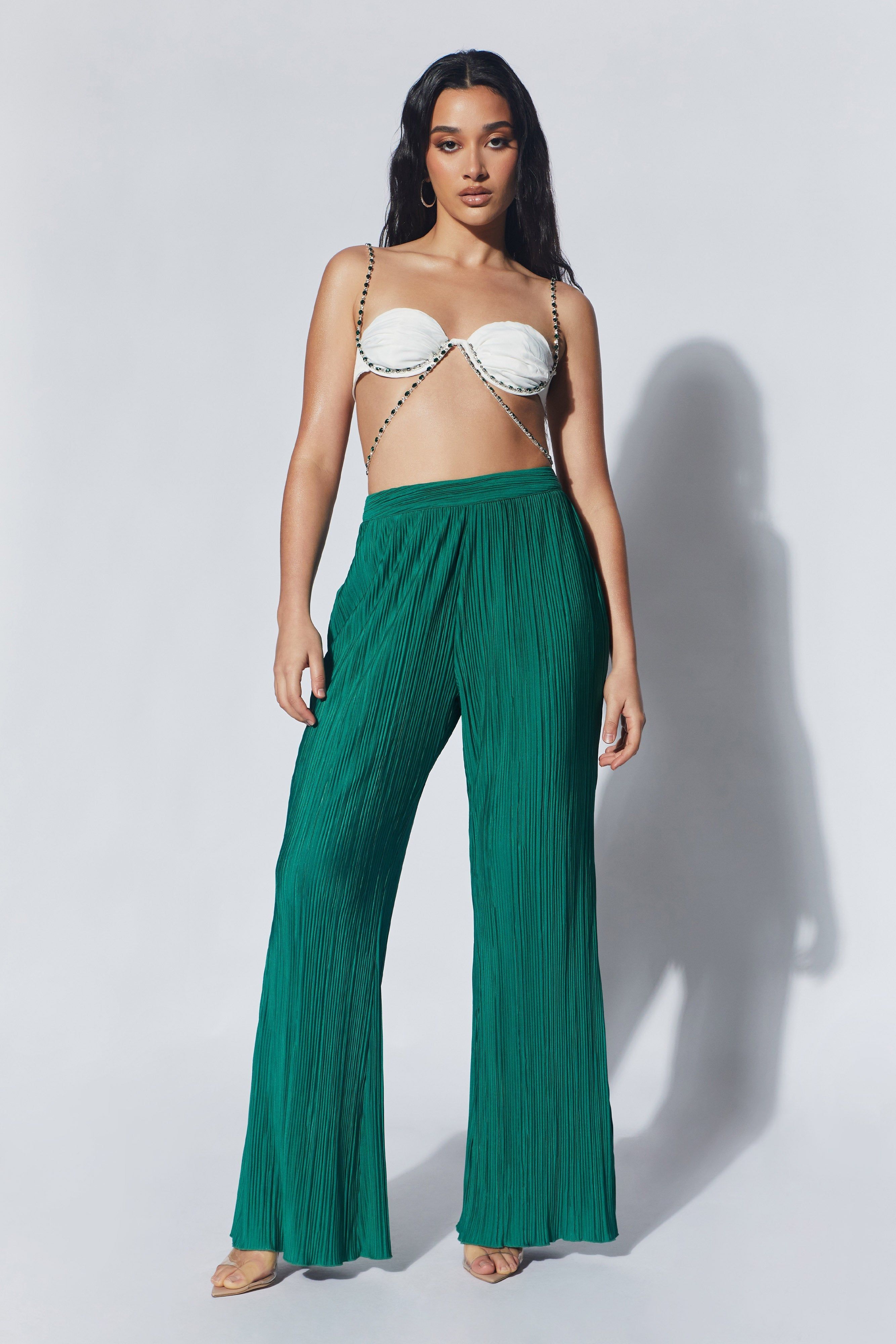 Farah Diamante Trim Bralette - White sold by Meshki product image thumbnail 6