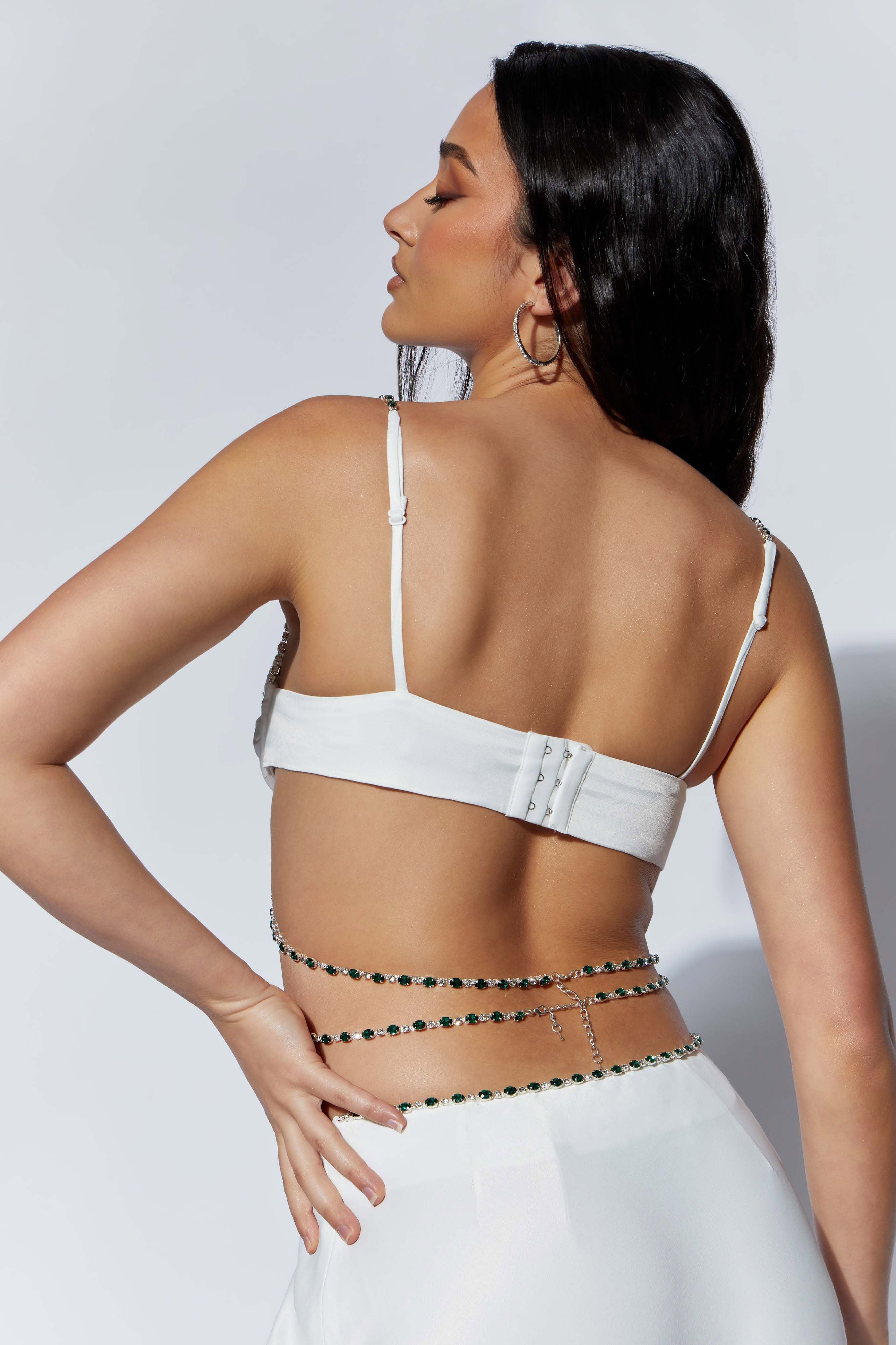 Farah Diamante Trim Bralette - White sold by Meshki product image thumbnail 2