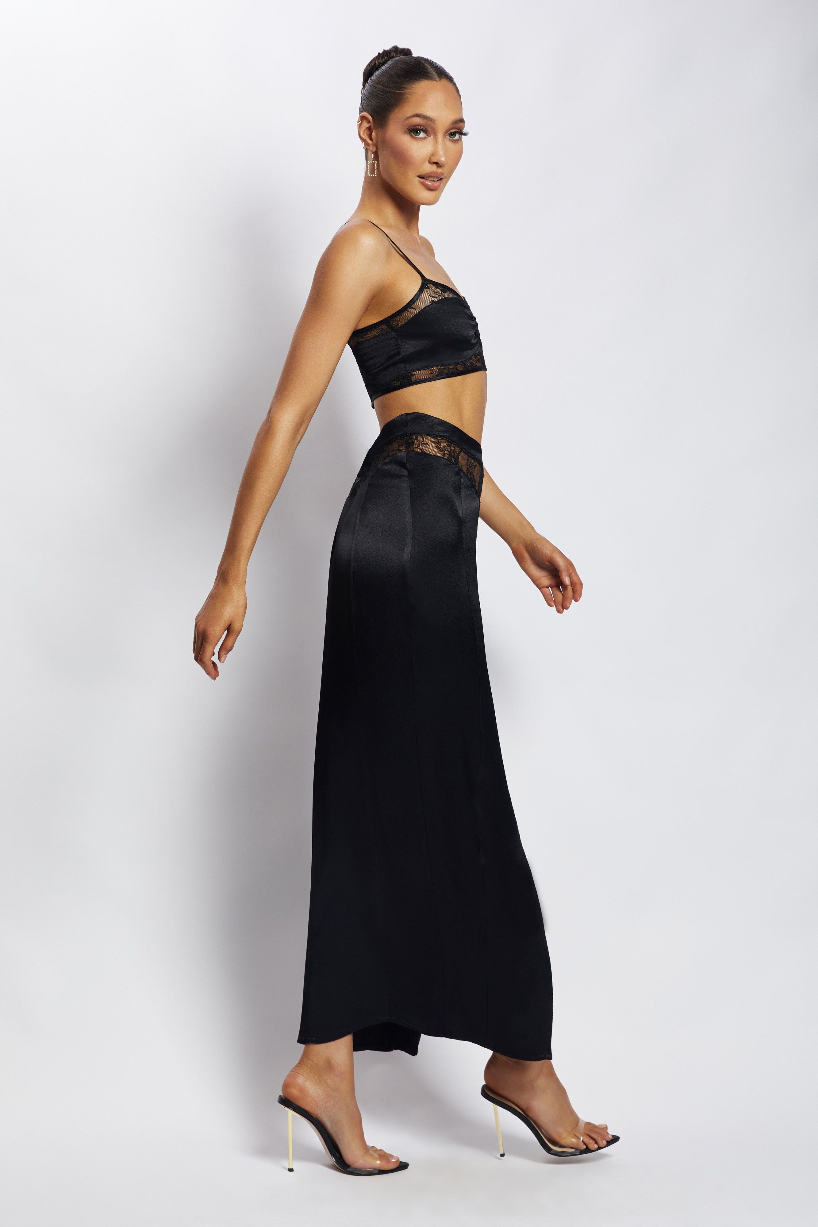 Caity Lace Insert Maxi Skirt - Black sold by Meshki product image thumbnail 6