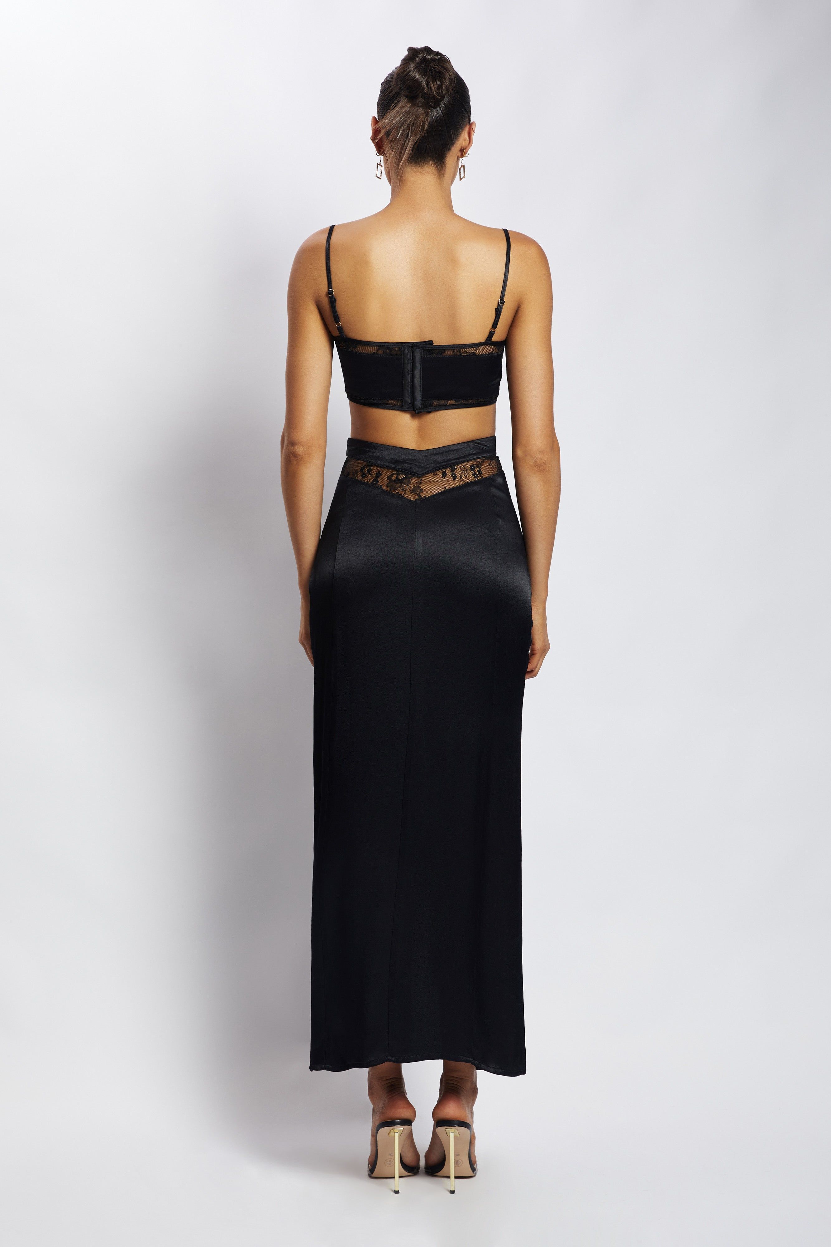 Caity Lace Insert Maxi Skirt - Black sold by Meshki product image thumbnail 3